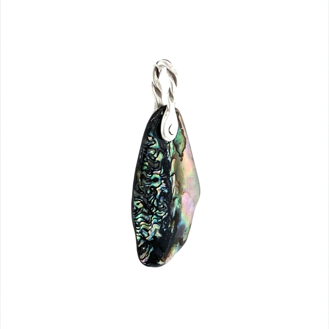 Abalone Shell Pendant ("Cascades Abalone") (V), back 3-4 - Barb Murrin Jewelry