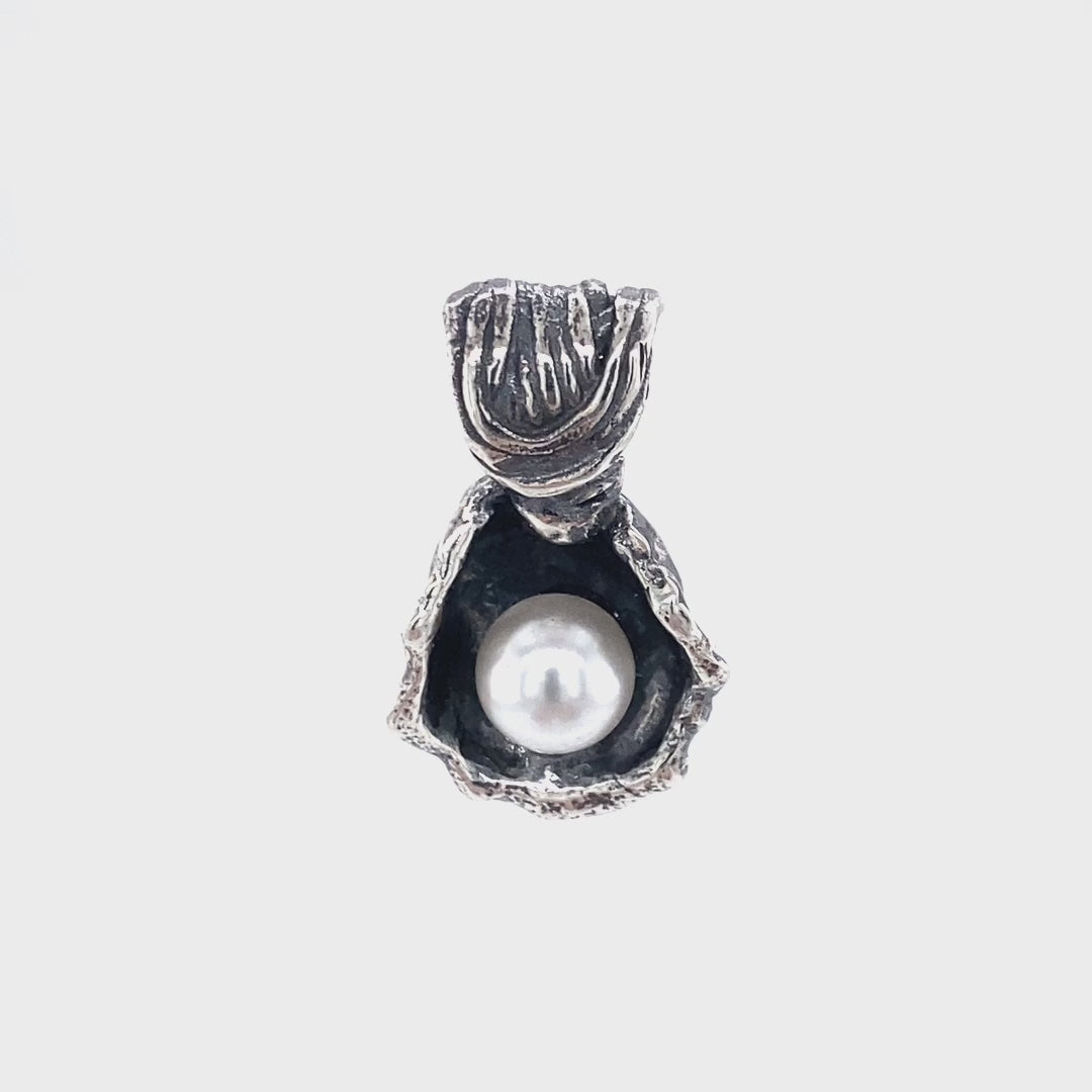 Argentium Silver Cup Pendant with White Pearl ("Pearl Cup"), movie - Barb Murrin Jewelry