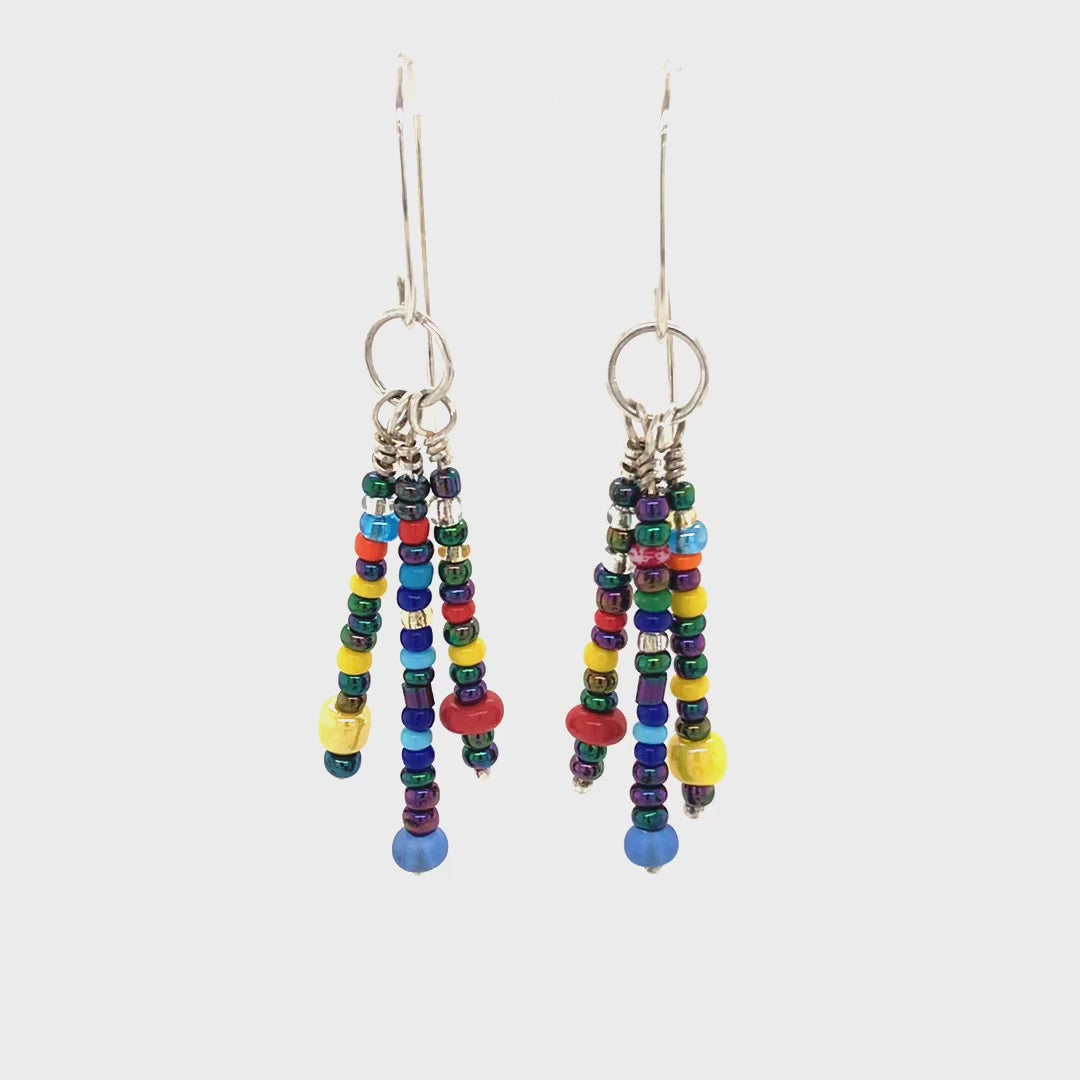 Video, Argentium silver and multicolor bead earrings.