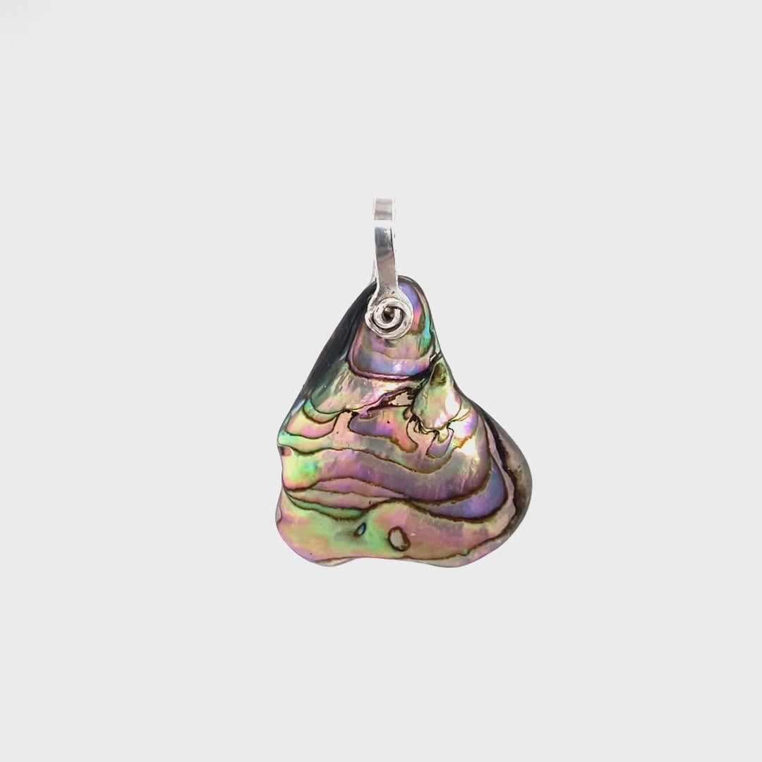 Rainbow triangle abalone pendant, movie - Barb Murrin Jewelry