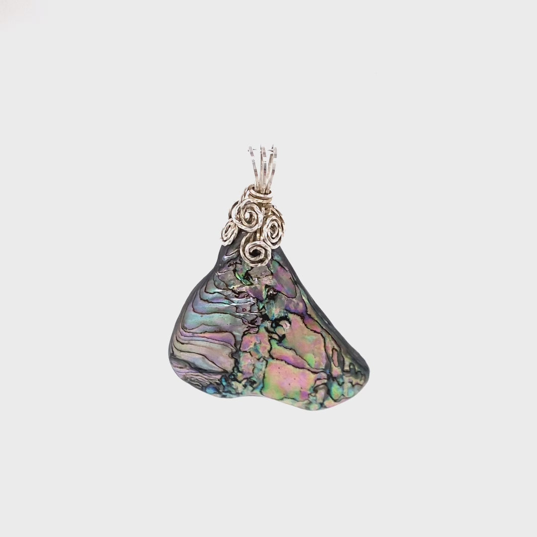 Wide triangle abalone pendant, movie - Barb Murrin Jewelry