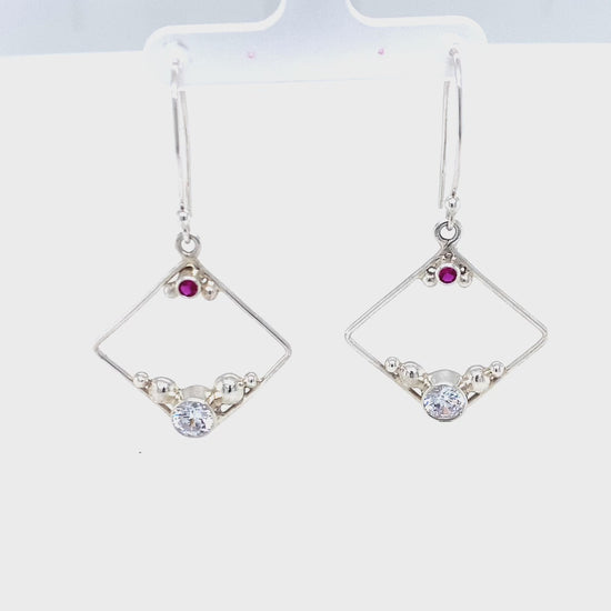 Ruby and Cubic Zirconia Square Hoops, video - Barb Murrin Jewelry