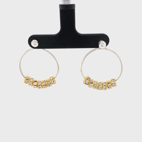 Argentium Silver Hoops with Gold-plated Crystal Rondelles (3-way large), video - Barb Murrin Jewelry