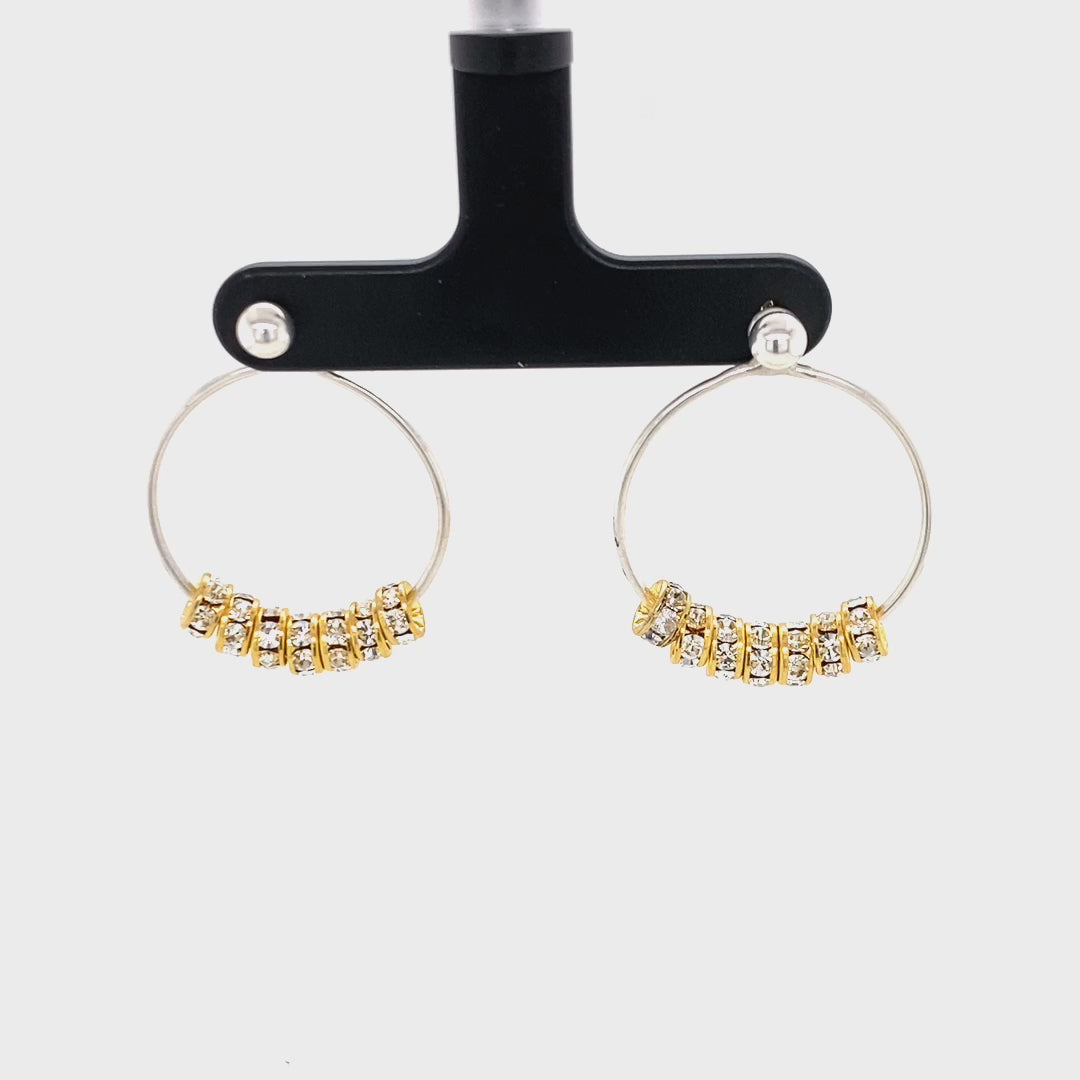 Argentium Silver Hoops with Gold-plated Crystal Rondelles (3-way large), video - Barb Murrin Jewelry