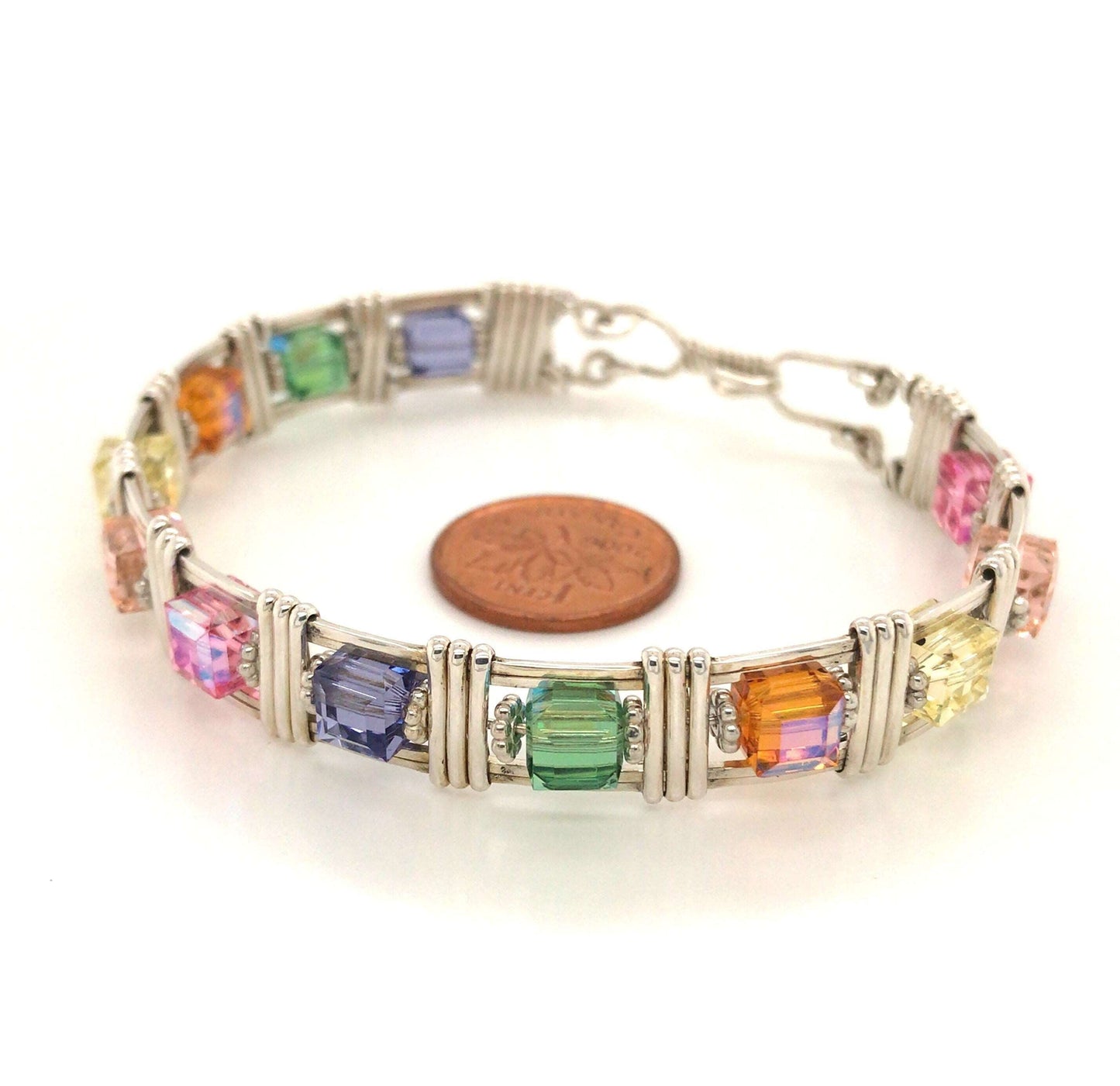 Swarovski Crystal Cubes and Argentium Silver Bracelet - Barb Murrin Jewelry