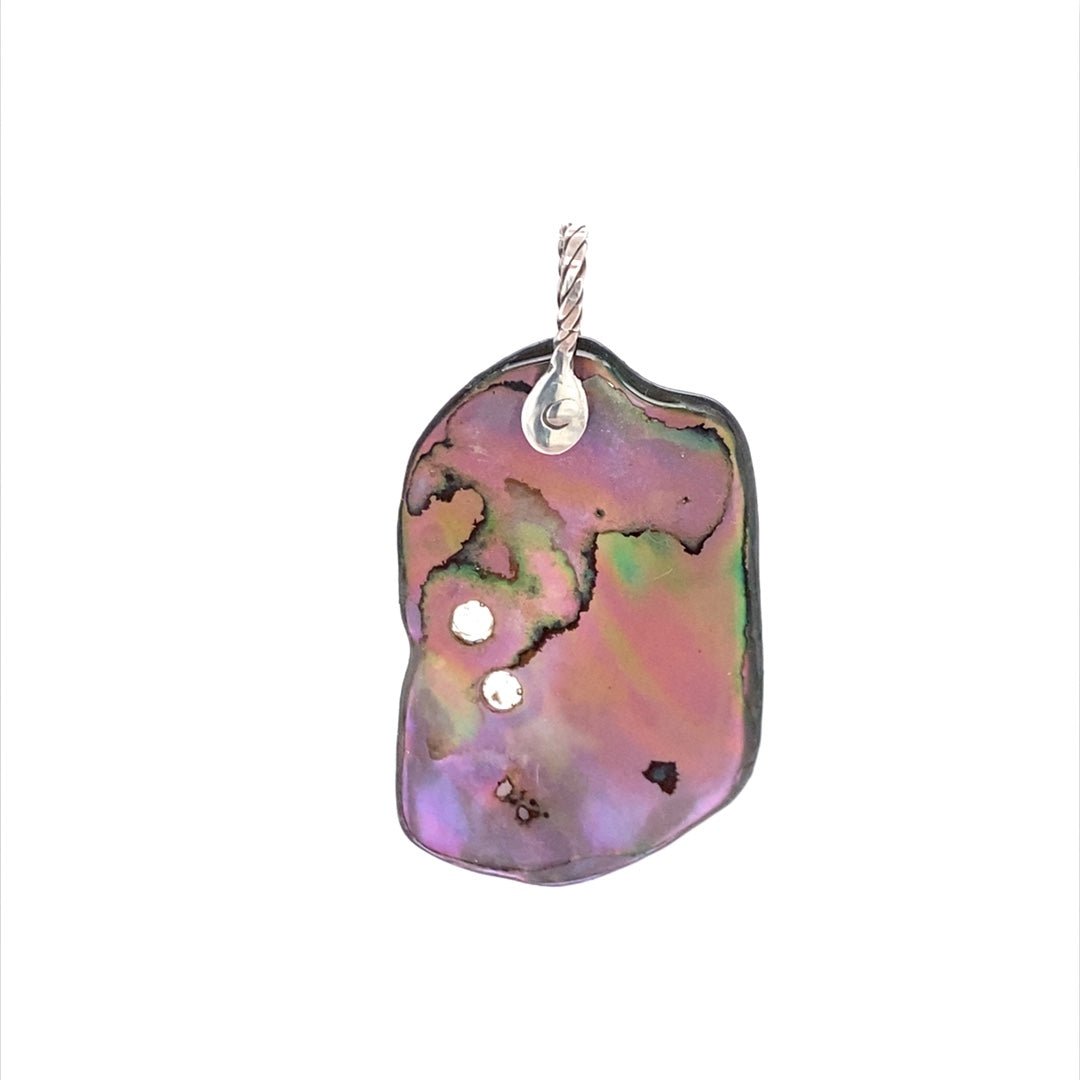 Abalone Shell Pendant ("Vivid Abalone with Clear CZs") (R) - Barb Murrin Jewelry