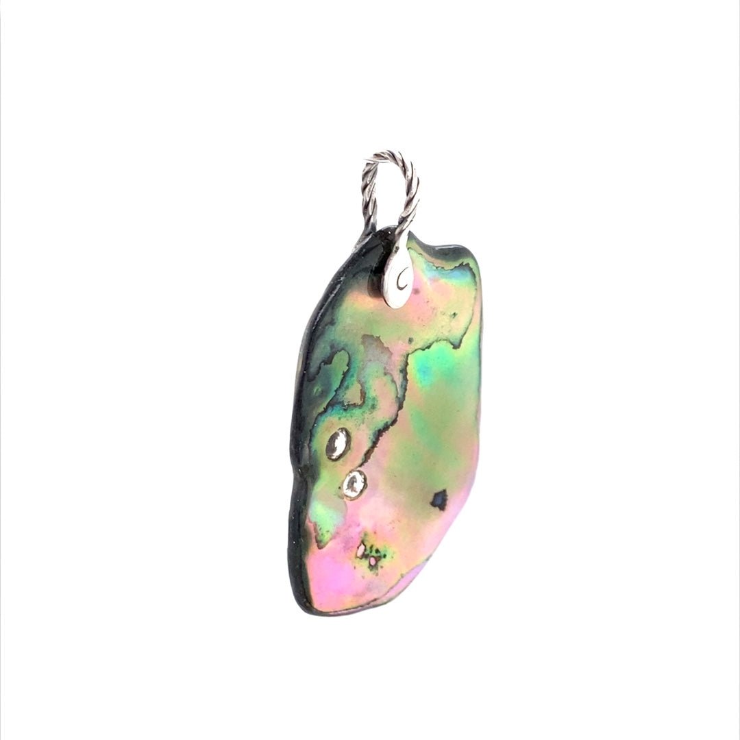 Abalone Shell Pendant ("Vivid Abalone with Clear CZs") (R) - Barb Murrin Jewelry