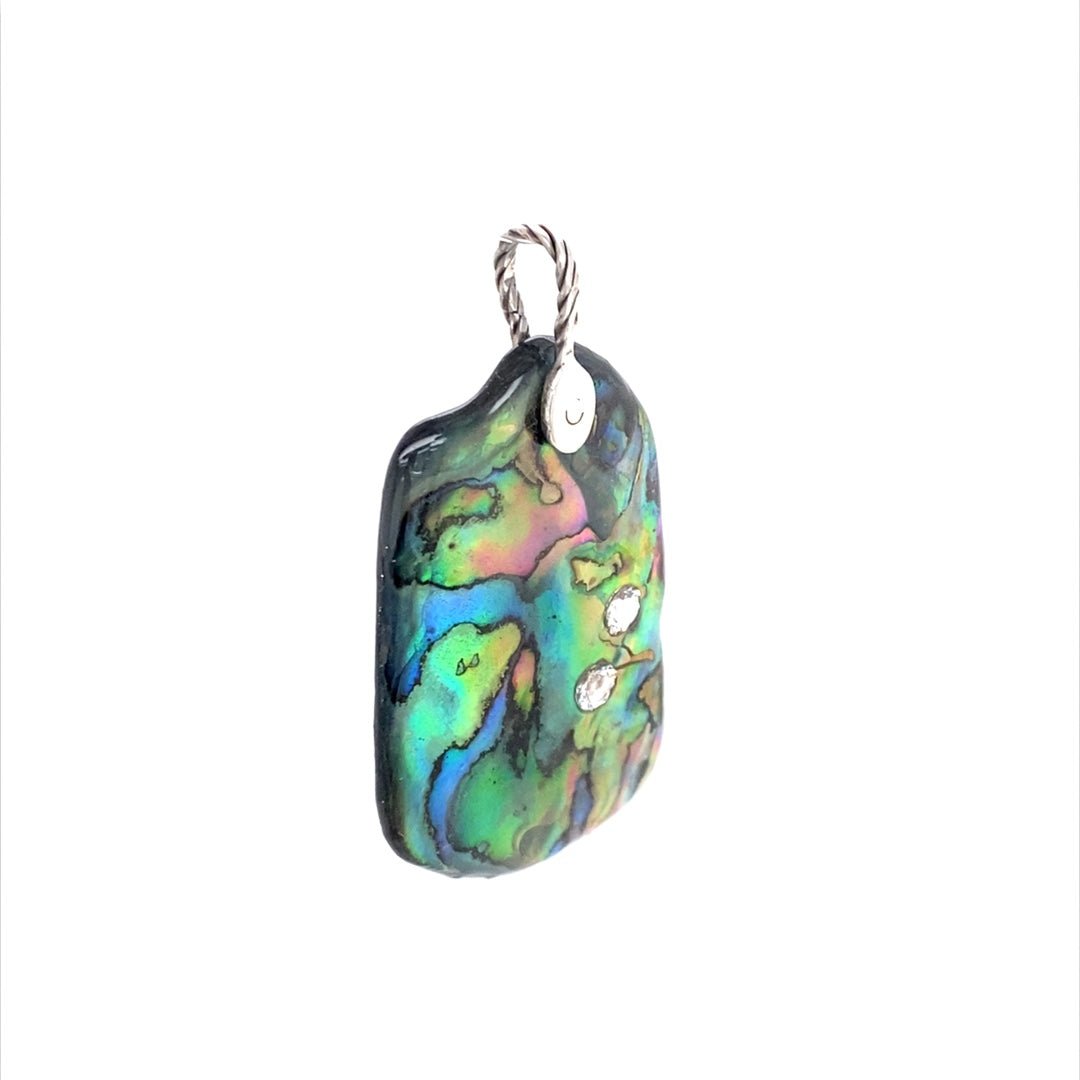 Abalone Shell Pendant ("Vivid Abalone with Clear CZs") (R) - Barb Murrin Jewelry