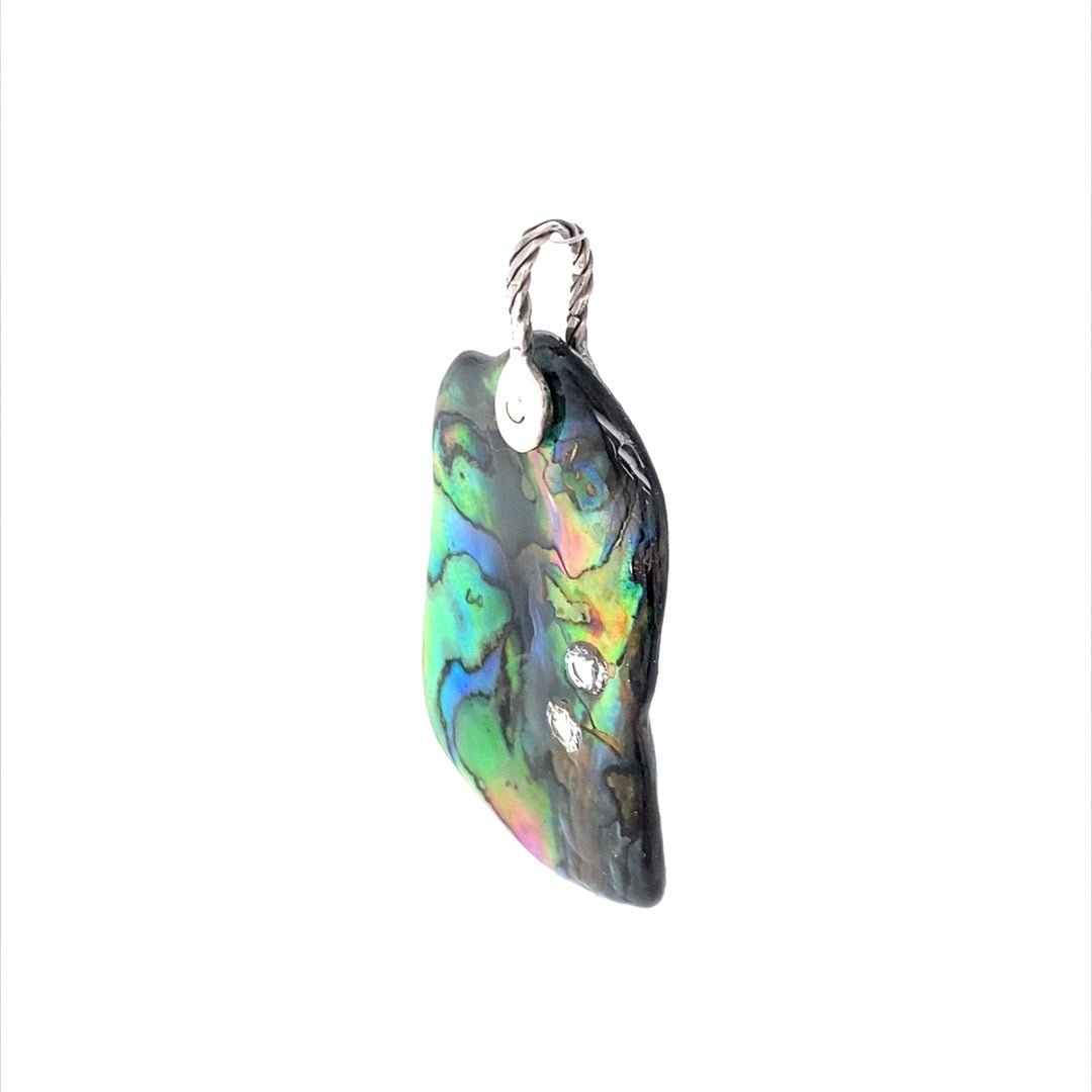 Abalone Shell Pendant ("Vivid Abalone with Clear CZs") (R) - Barb Murrin Jewelry