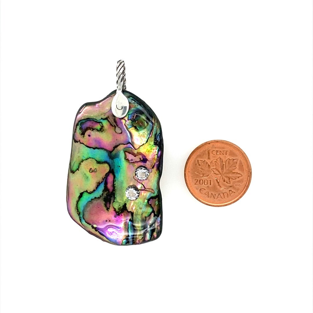 Abalone Shell Pendant ("Vivid Abalone with Clear CZs") (R) - Barb Murrin Jewelry