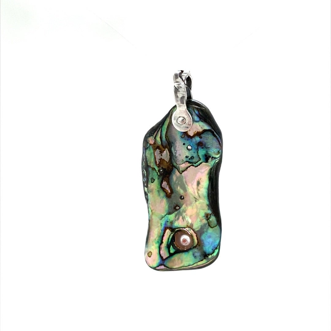 Abalone Shell Pendant with Pink Pearl and Clear CZs (I) - Barb Murrin Jewelry