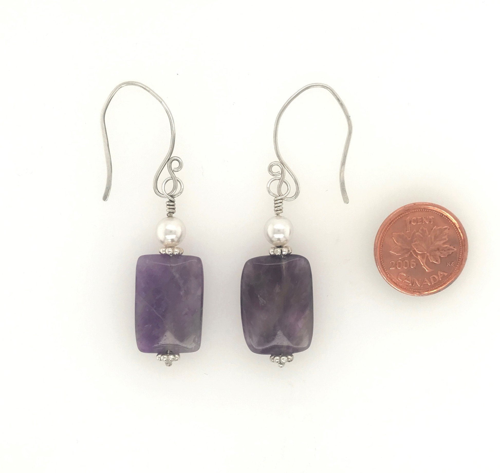 Amethyst and Pearl Earrings - Barb Murrin Jewelry