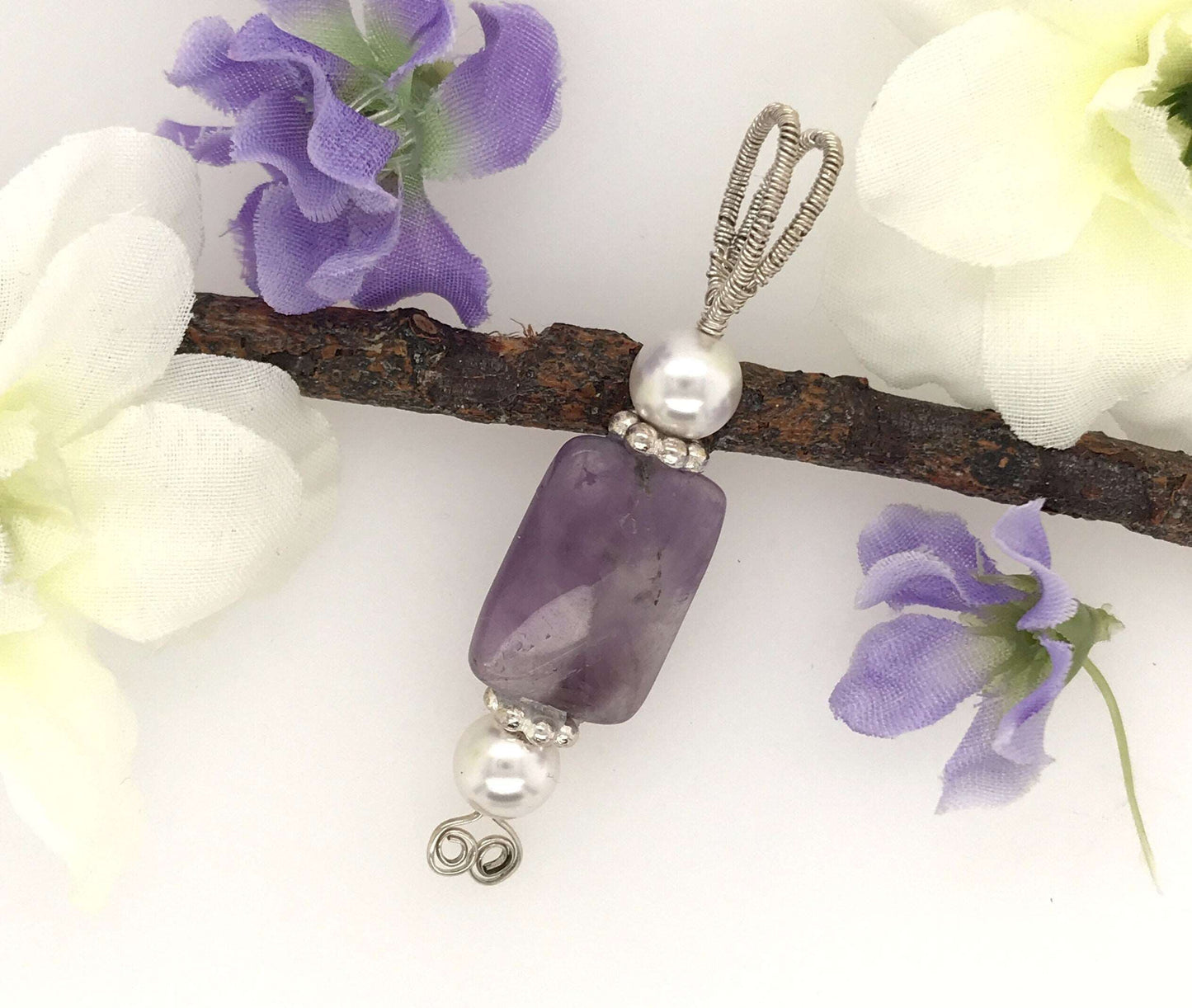 Amethyst and Pearl Pendants - Barb Murrin Jewelry