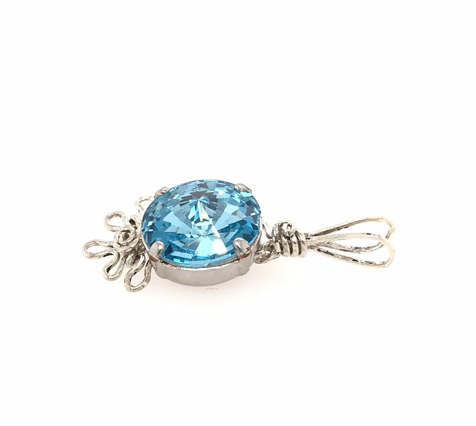 Aquamarine Crystal and Argentium Pendant ("Aquamarine Dewdrop Pendant") - Barb Murrin Jewelry