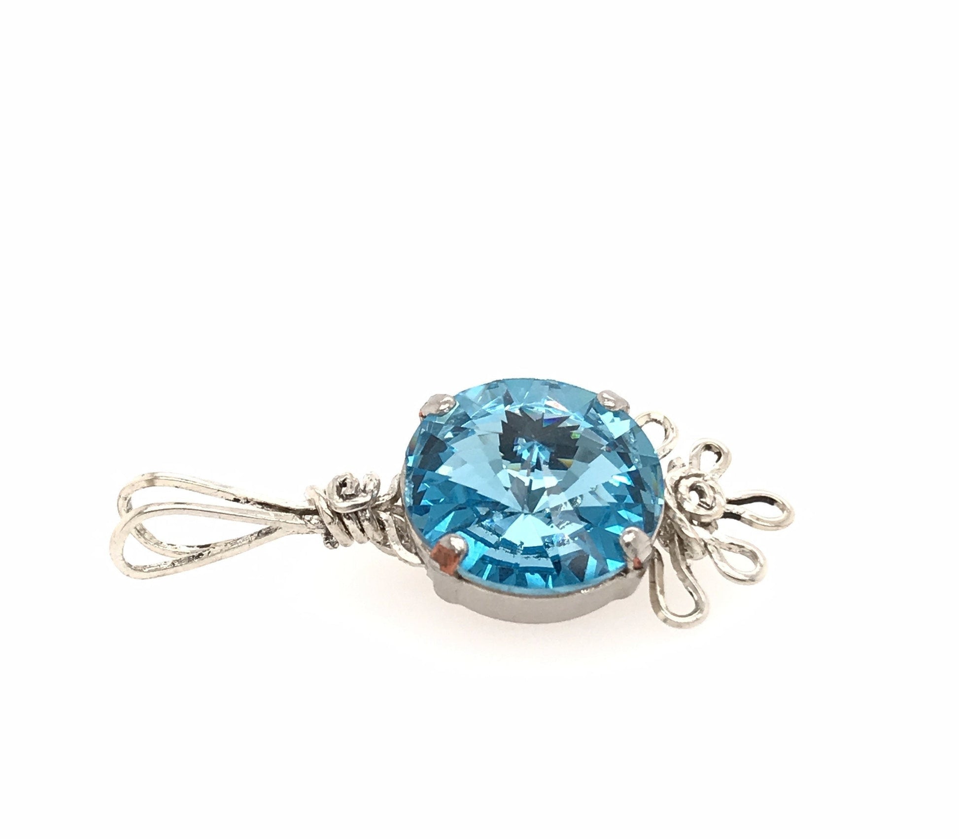 Aquamarine Crystal and Argentium Pendant ("Aquamarine Dewdrop Pendant") - Barb Murrin Jewelry