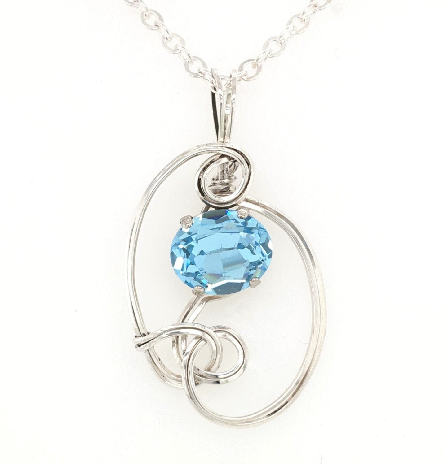 Aquamarine Crystal and Silver Pendant ("Aquamarine Dewdrop Pendant") - Barb Murrin Jewelry