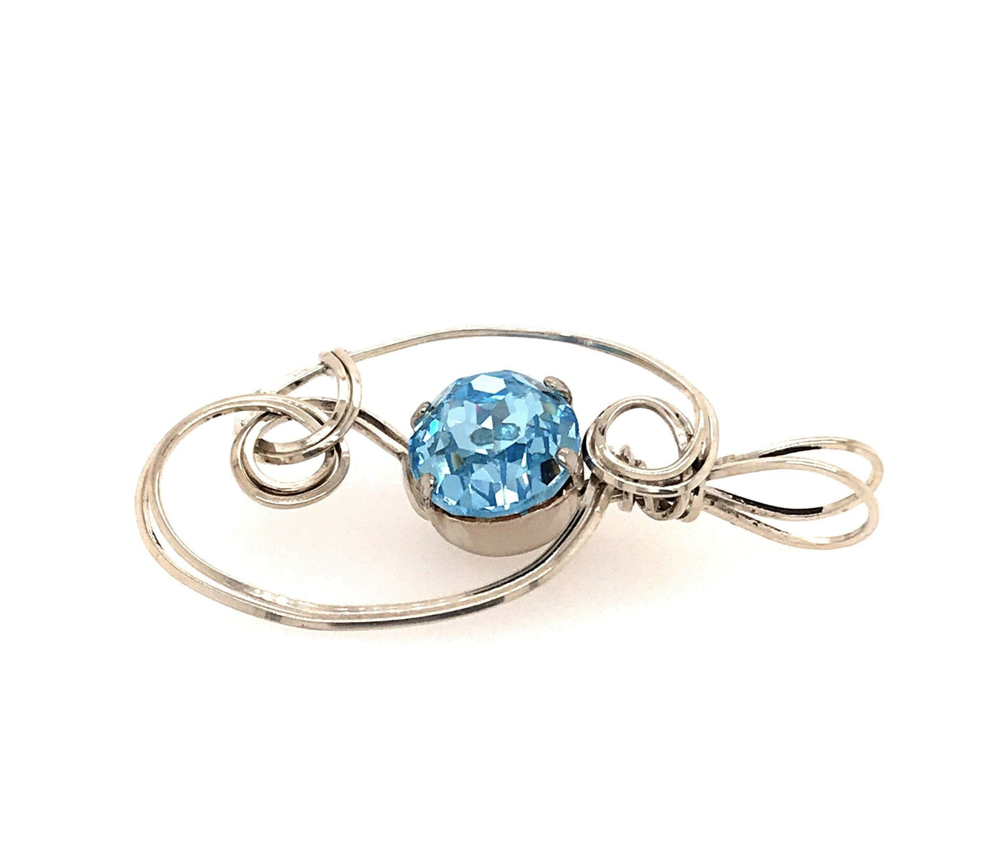 Aquamarine Crystal and Silver Pendant ("Aquamarine Dewdrop Pendant") - Barb Murrin Jewelry