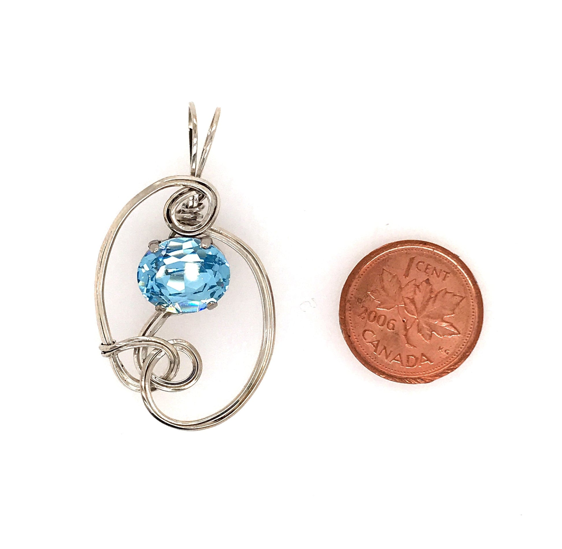 Aquamarine Crystal and Silver Pendant ("Aquamarine Dewdrop Pendant") - Barb Murrin Jewelry