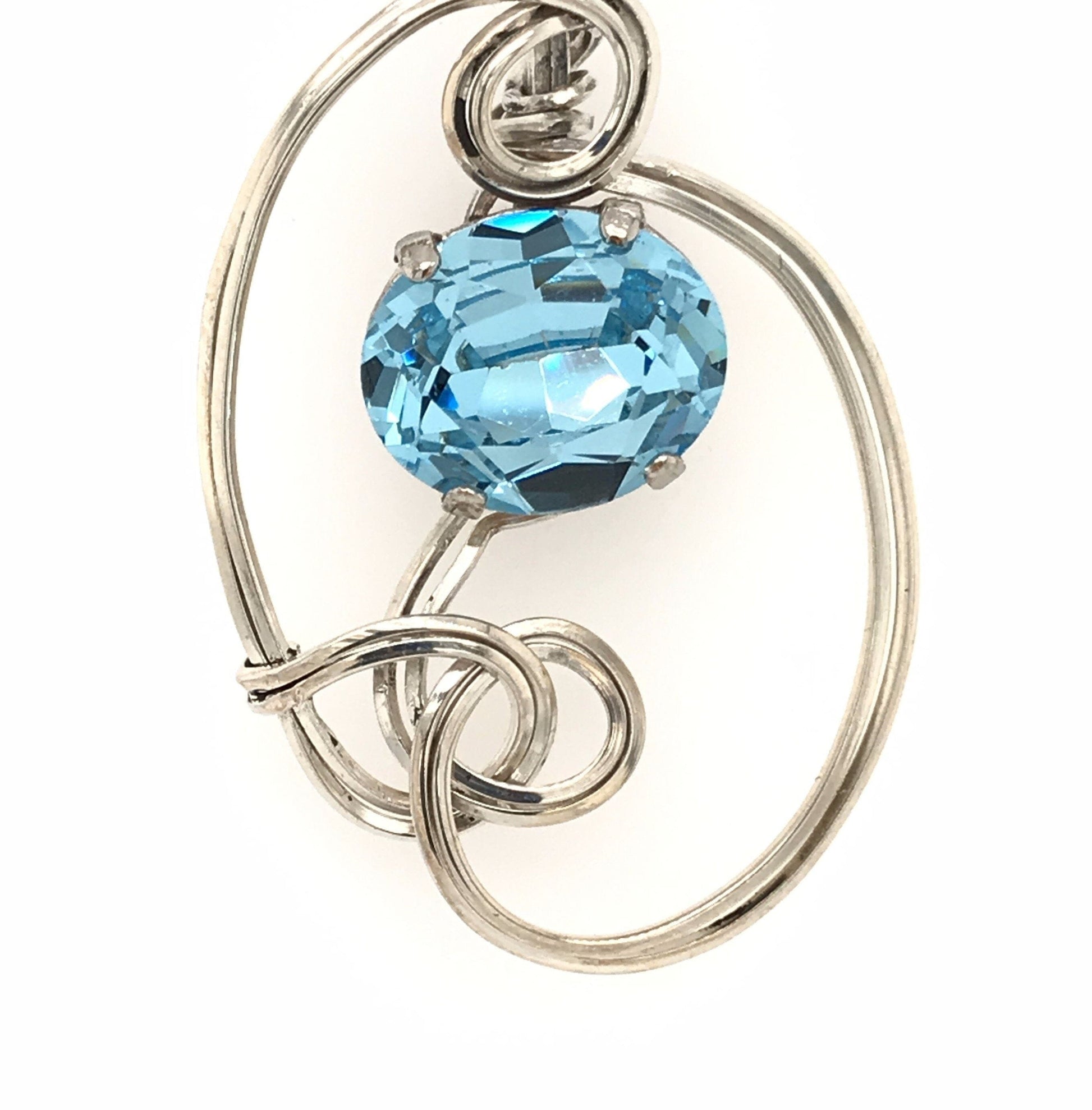 Aquamarine Crystal and Silver Pendant ("Aquamarine Dewdrop Pendant") - Barb Murrin Jewelry