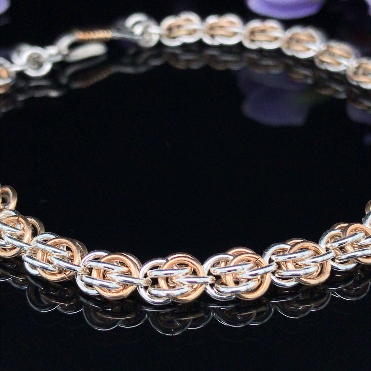 Argentium Silver and Gold-Filled Sweetpea Chain Maille Bracelet - Barb Murrin Jewelry