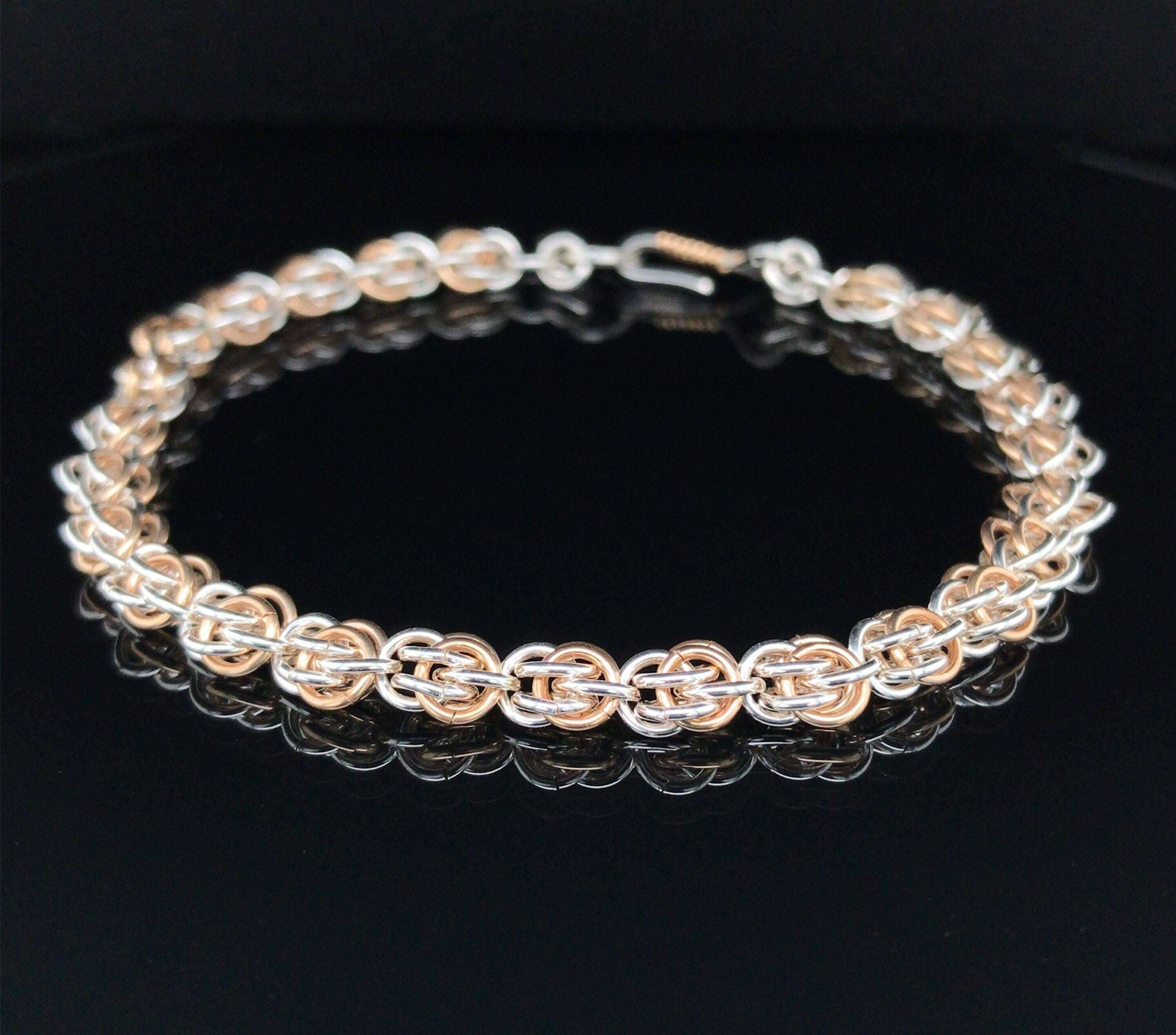 Argentium Silver and Gold-Filled Sweetpea Chain Maille Bracelet - Barb Murrin Jewelry