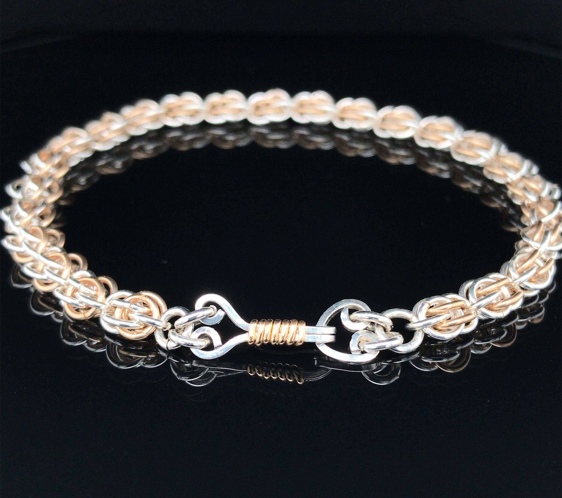 Argentium Silver and Gold-Filled Sweetpea Chain Maille Bracelet - Barb Murrin Jewelry