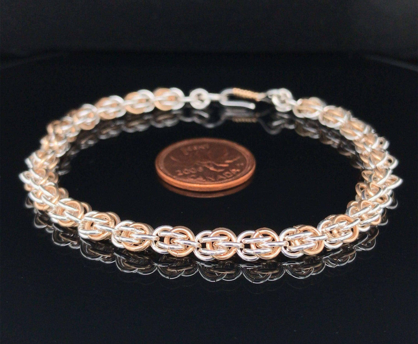 Argentium Silver and Gold-Filled Sweetpea Chain Maille Bracelet - Barb Murrin Jewelry