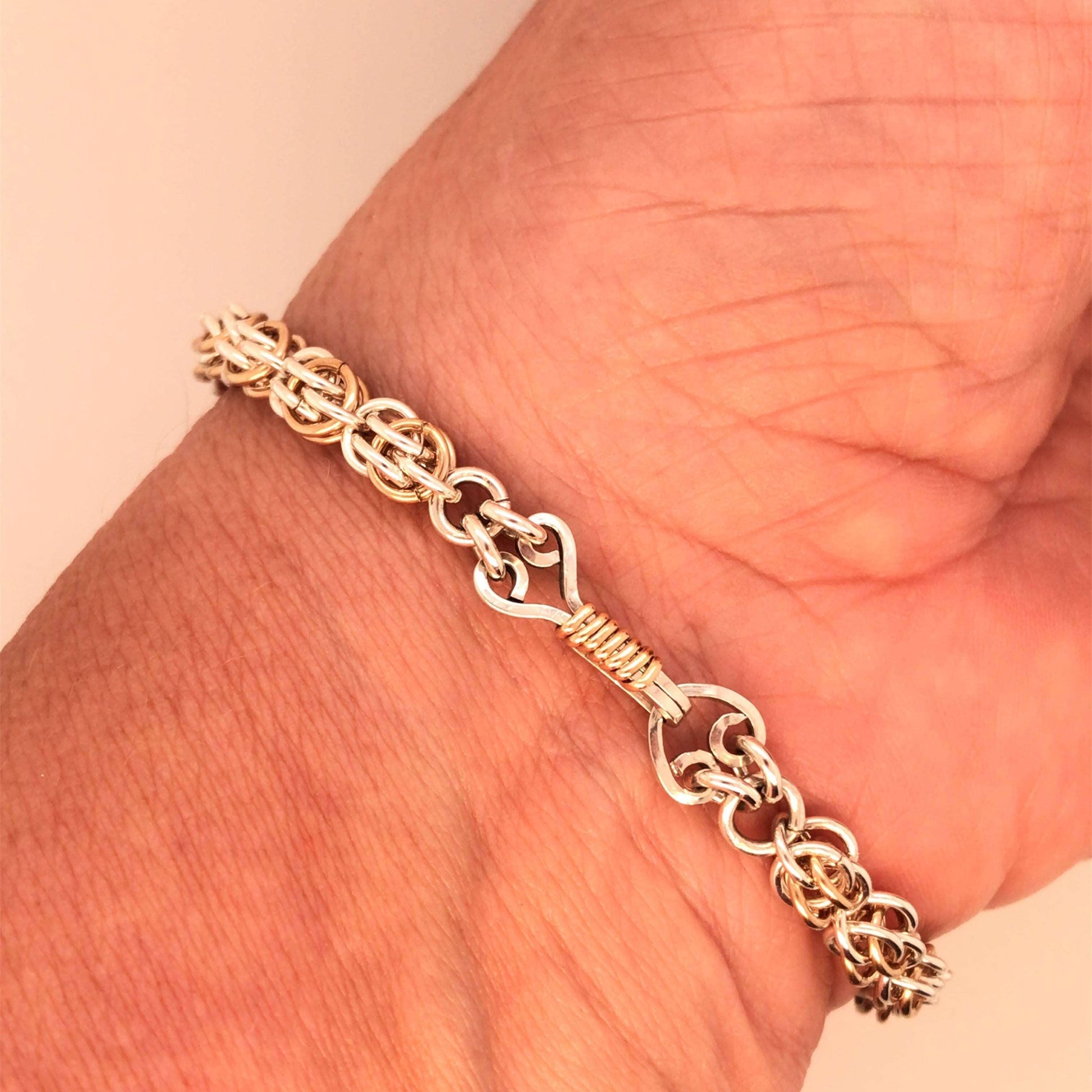 Argentium Silver and Gold-Filled Sweetpea Chain Maille Bracelet - Barb Murrin Jewelry