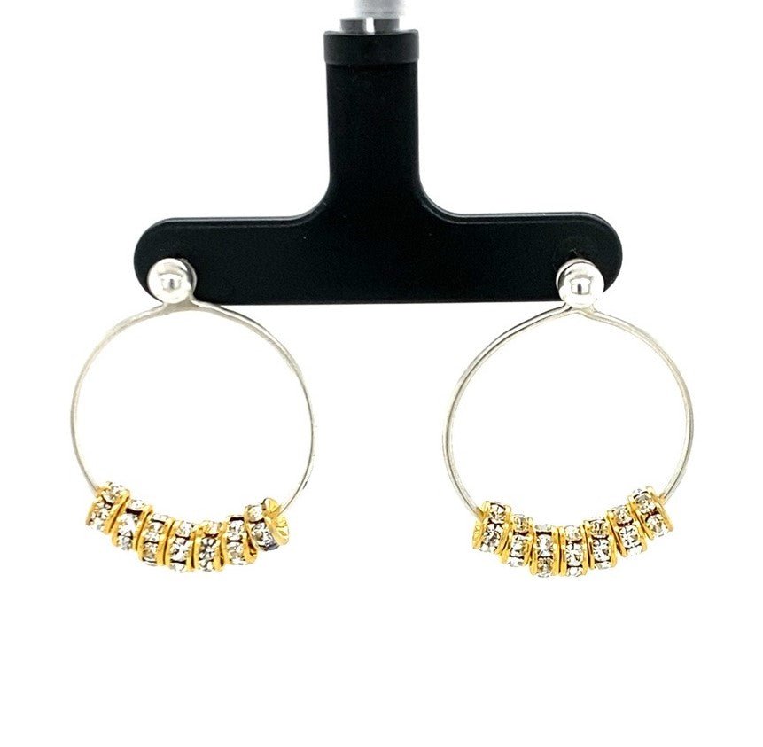 Argentium Silver Hoops with Gold-plated Crystal Rondelles (3-way large) - Barb Murrin Jewelry