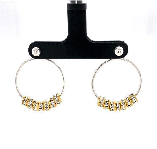 Argentium Silver Hoops with Gold-plated Crystal Rondelles (3-way large) - Barb Murrin Jewelry