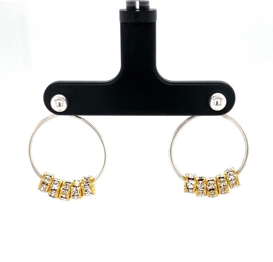 Argentium Silver Hoops with Gold-plated Crystal Rondelles (3-way small) - Barb Murrin Jewelry