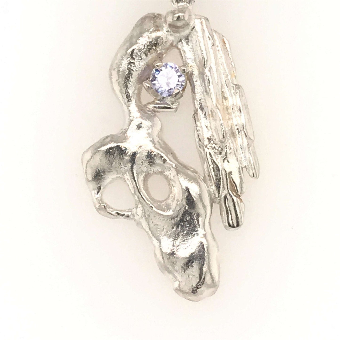 Argentium Silver Pendant with Lavender CZ ("Ship's Figurehead Pendant") - Barb Murrin Jewelry