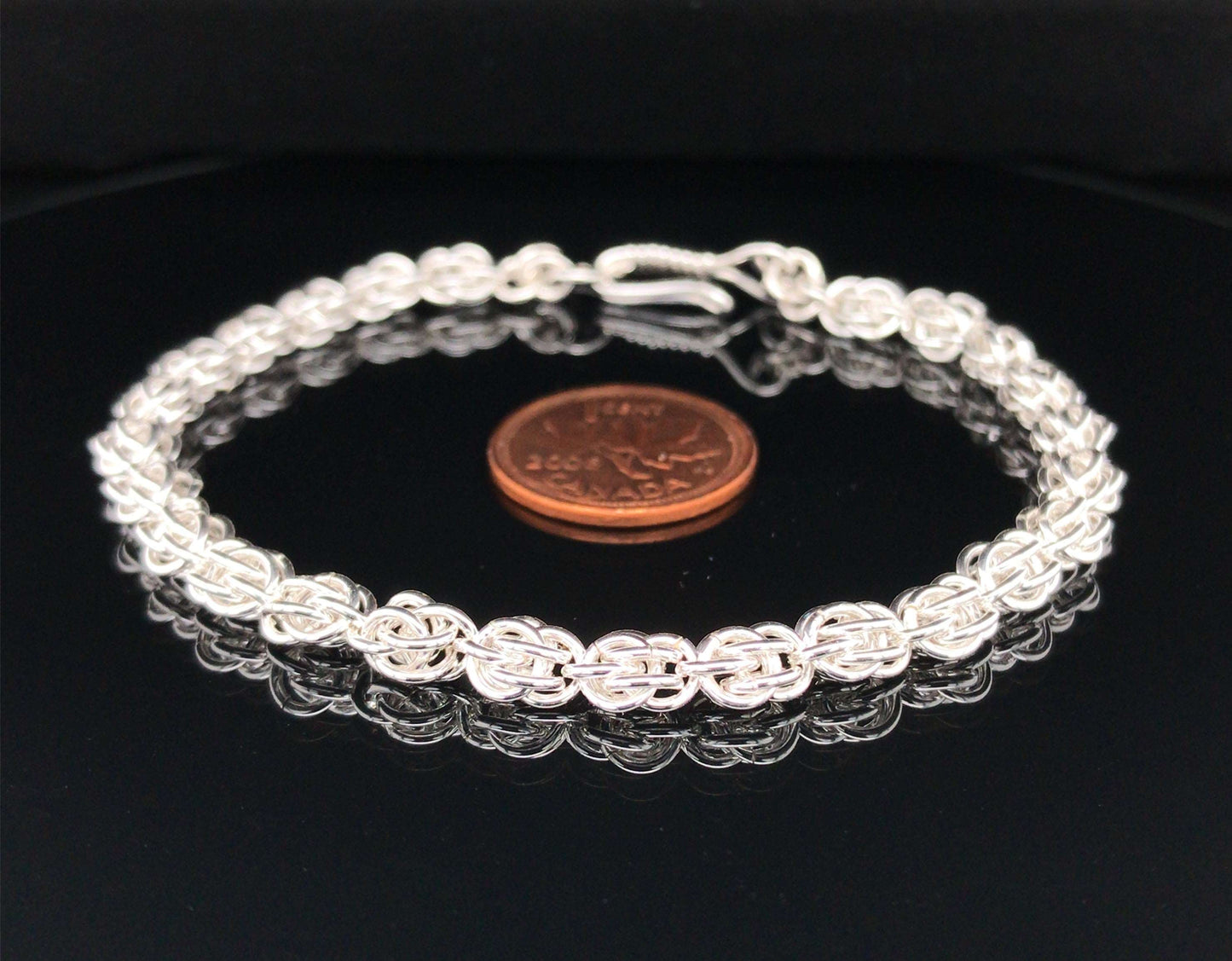 Argentium Silver Sweetpea Chain Maille Bracelet - Barb Murrin Jewelry