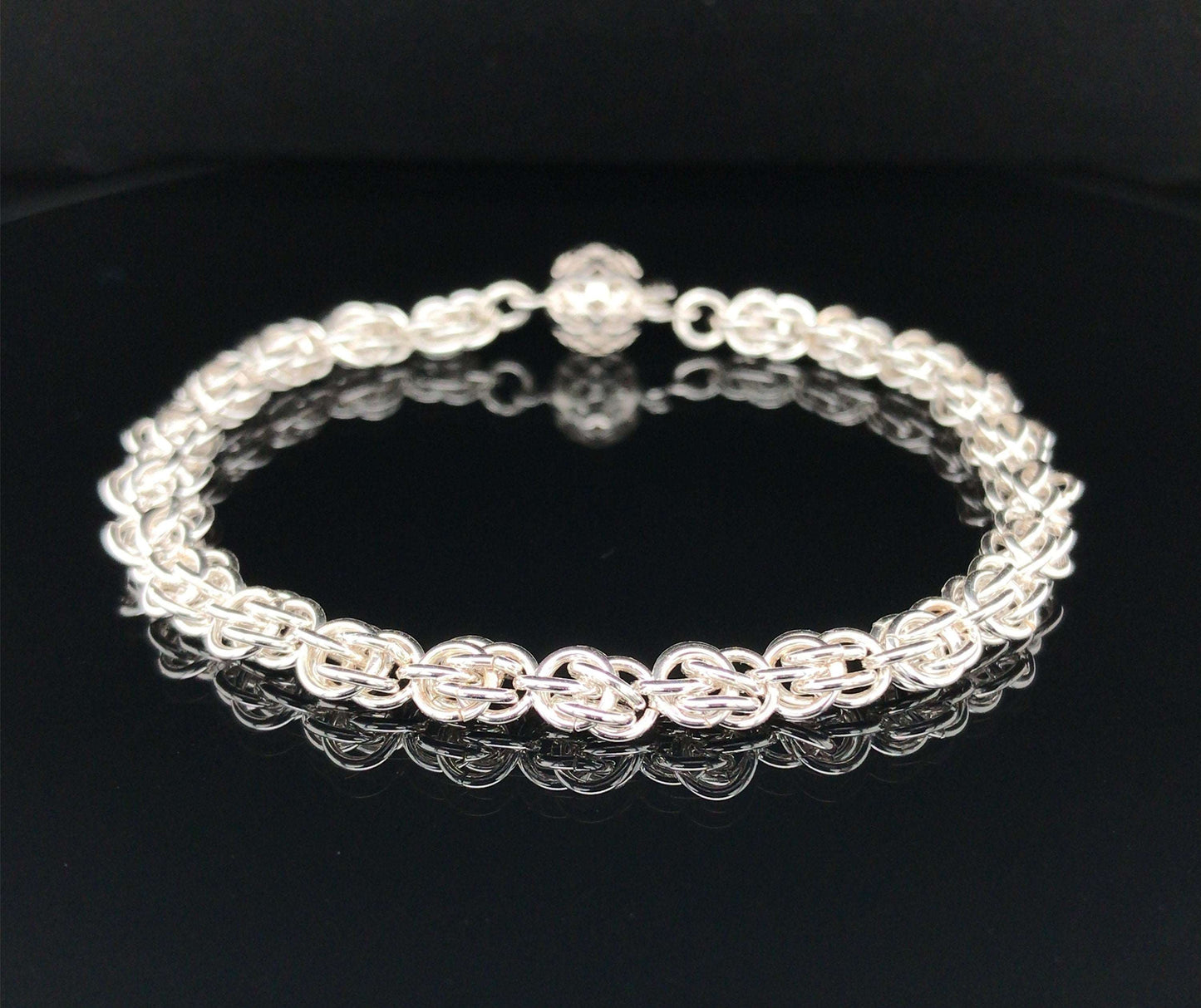 Argentium Silver Sweetpea Chain Maille Bracelet - Barb Murrin Jewelry