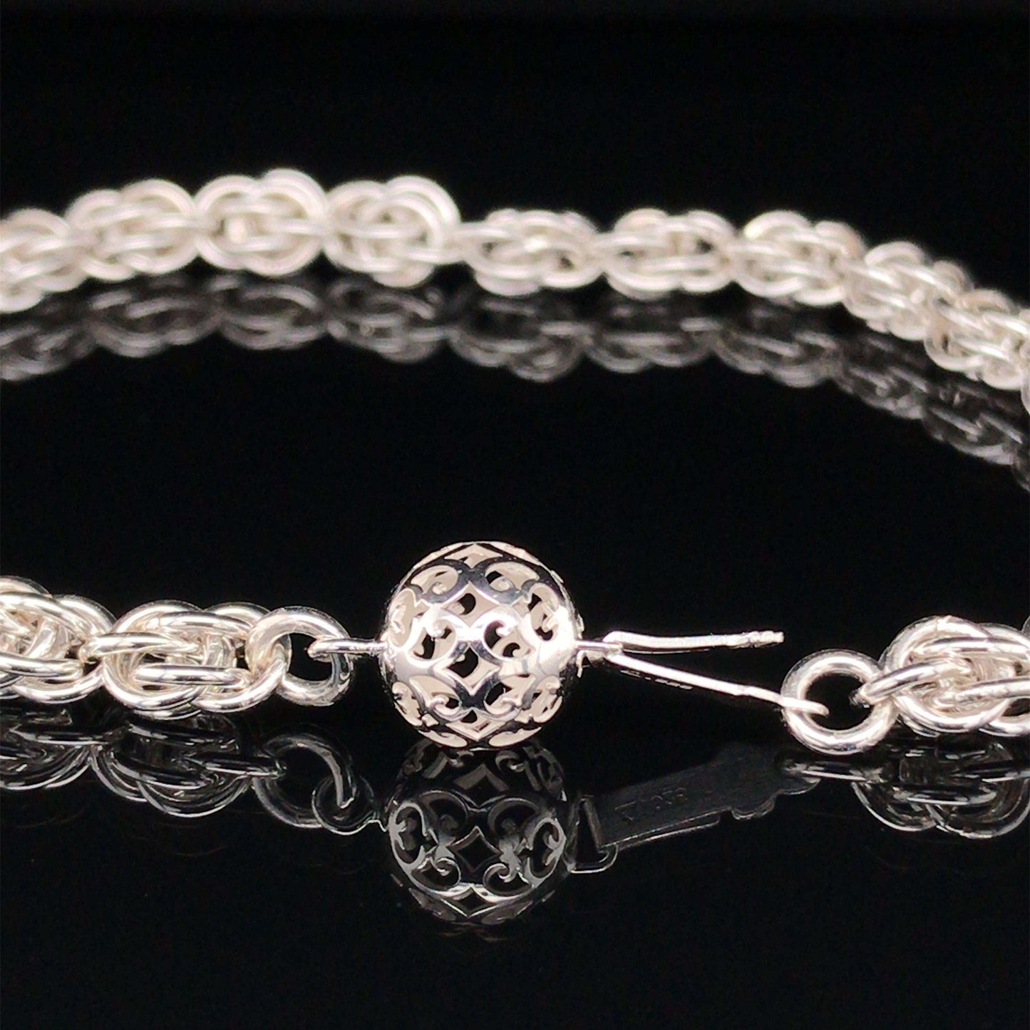 Argentium Silver Sweetpea Chain Maille Bracelet - Barb Murrin Jewelry