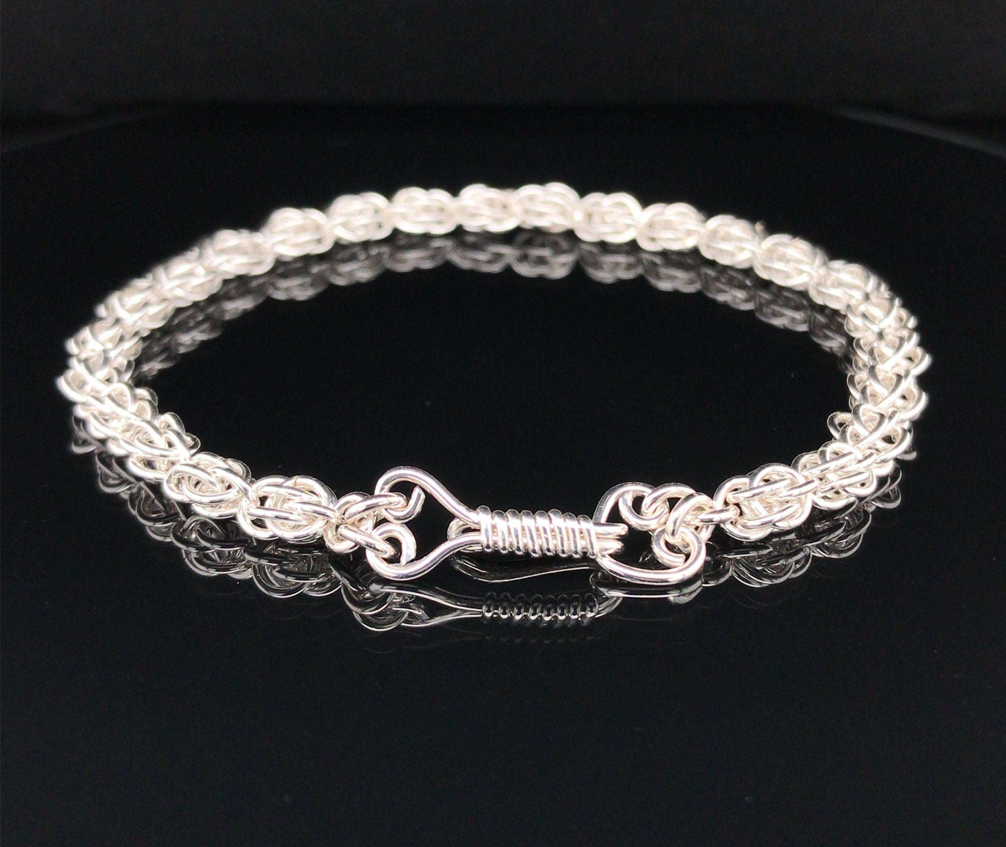 Argentium Silver Sweetpea Chain Maille Bracelet - Barb Murrin Jewelry