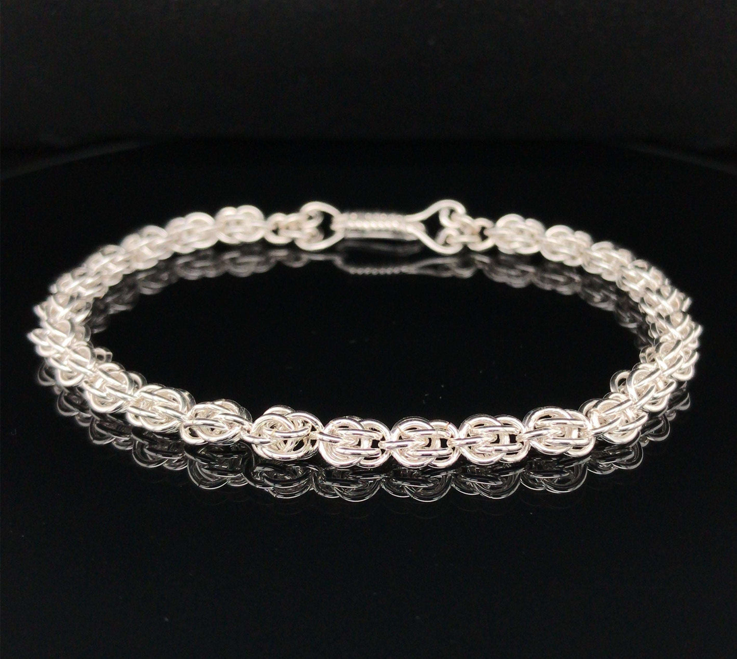 Argentium Silver Sweetpea Chain Maille Bracelet - Barb Murrin Jewelry