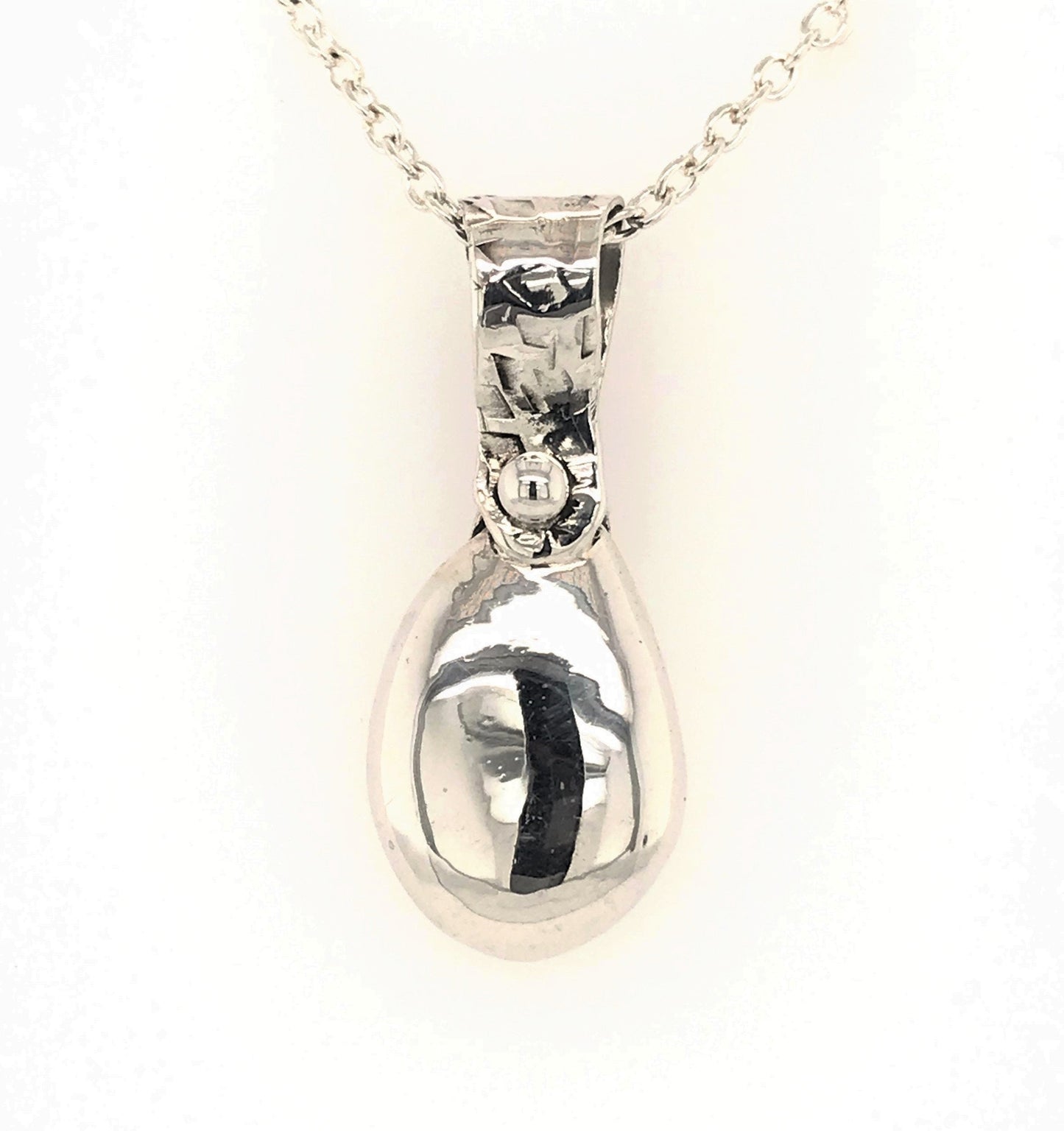 Argentium Silver Teardrop Pendant ("Teardrop on a Ribbon") - Barb Murrin Jewelry