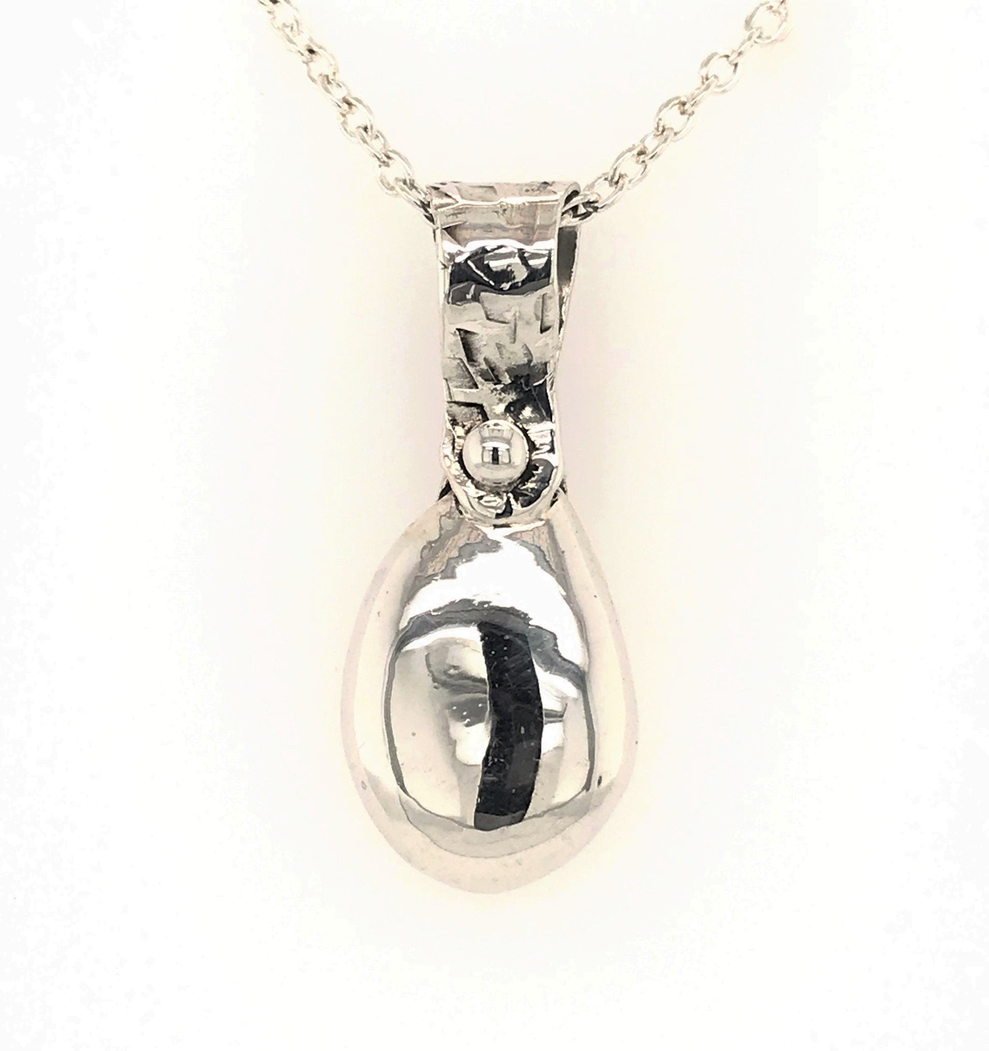 Argentium Silver Teardrop Pendant ("Teardrop on a Ribbon") - Barb Murrin Jewelry