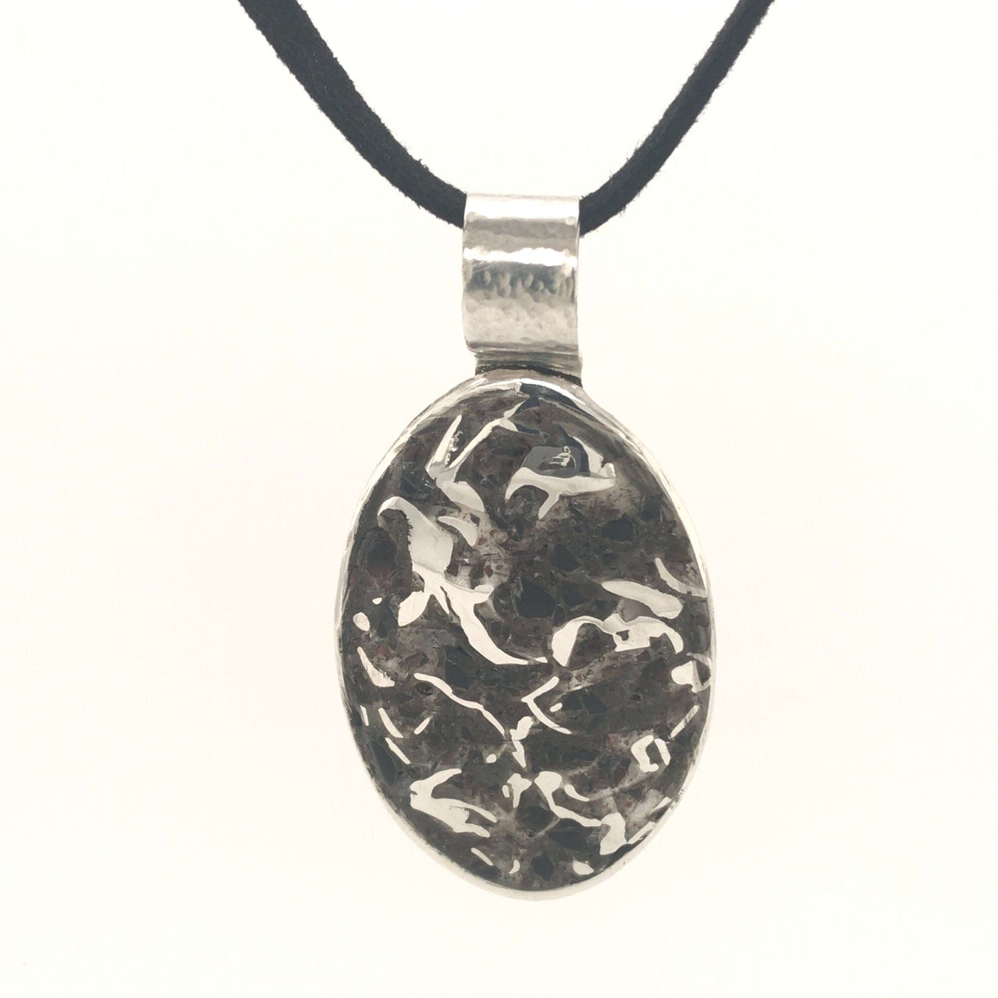 Black Jasper Pendant with Argentium Silver Swirls - Barb Murrin Jewelry