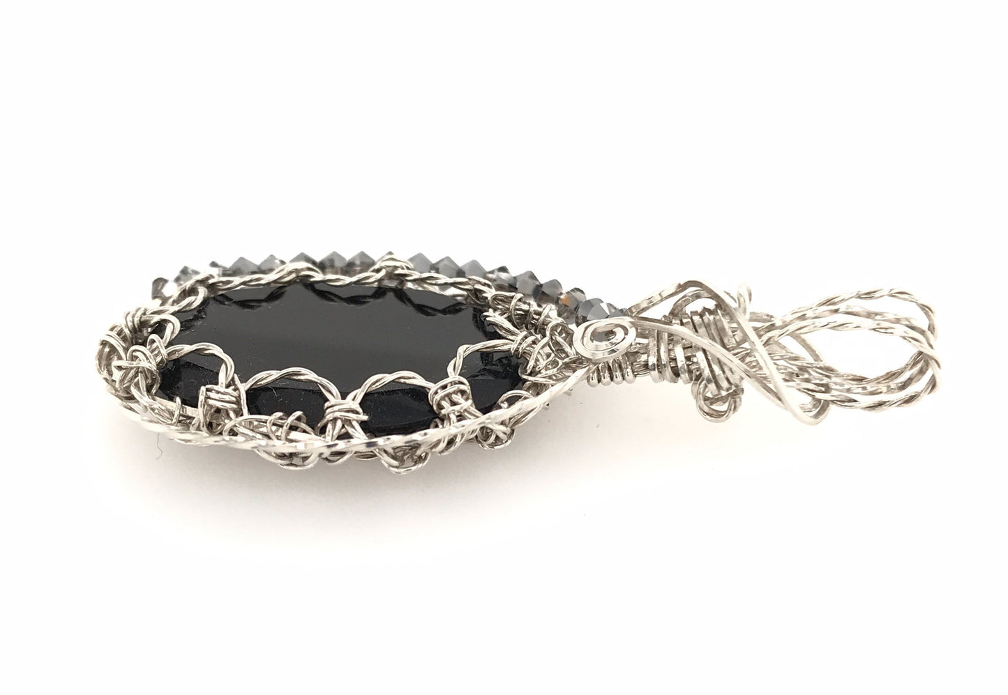 Black Onyx Pendant ("Victorian Night and Day Black Onyx Pendant") - Barb Murrin Jewelry