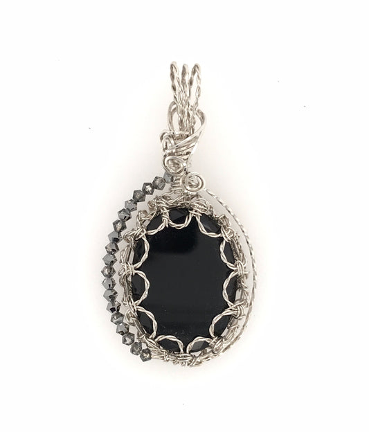 Black Onyx Pendant ("Victorian Night and Day Black Onyx Pendant") - Barb Murrin Jewelry