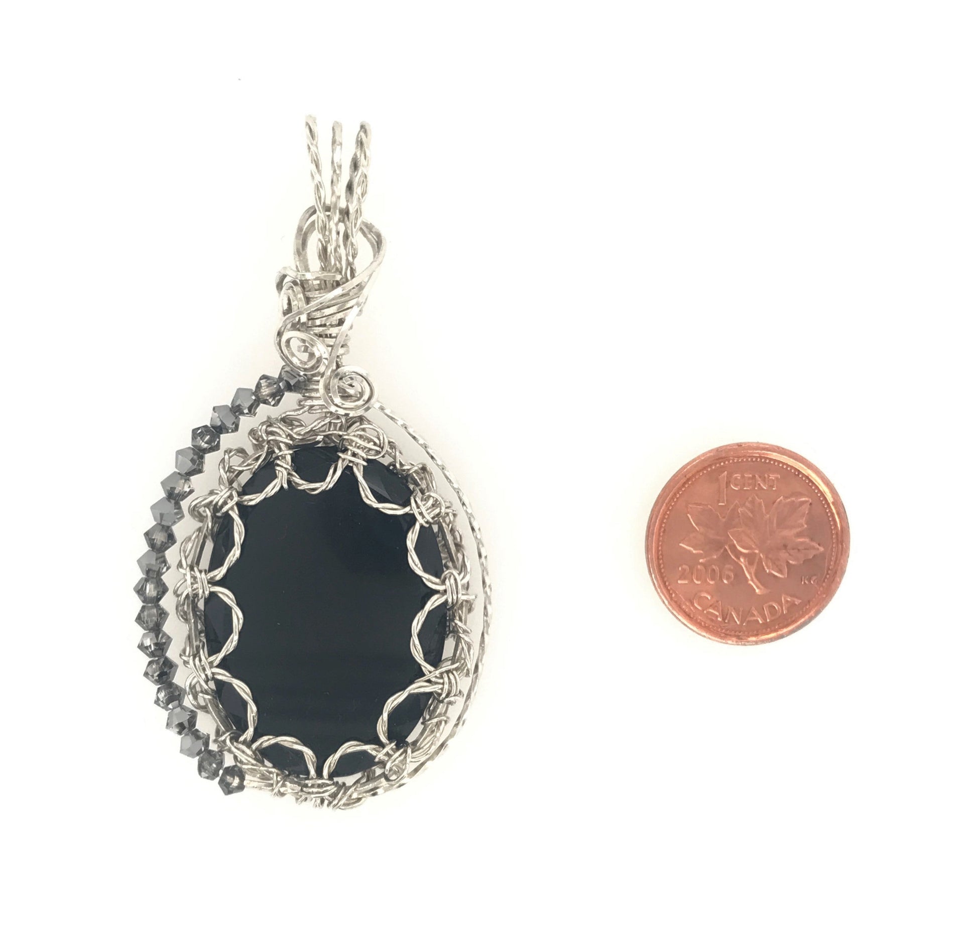 Black Onyx Pendant ("Victorian Night and Day Black Onyx Pendant") - Barb Murrin Jewelry