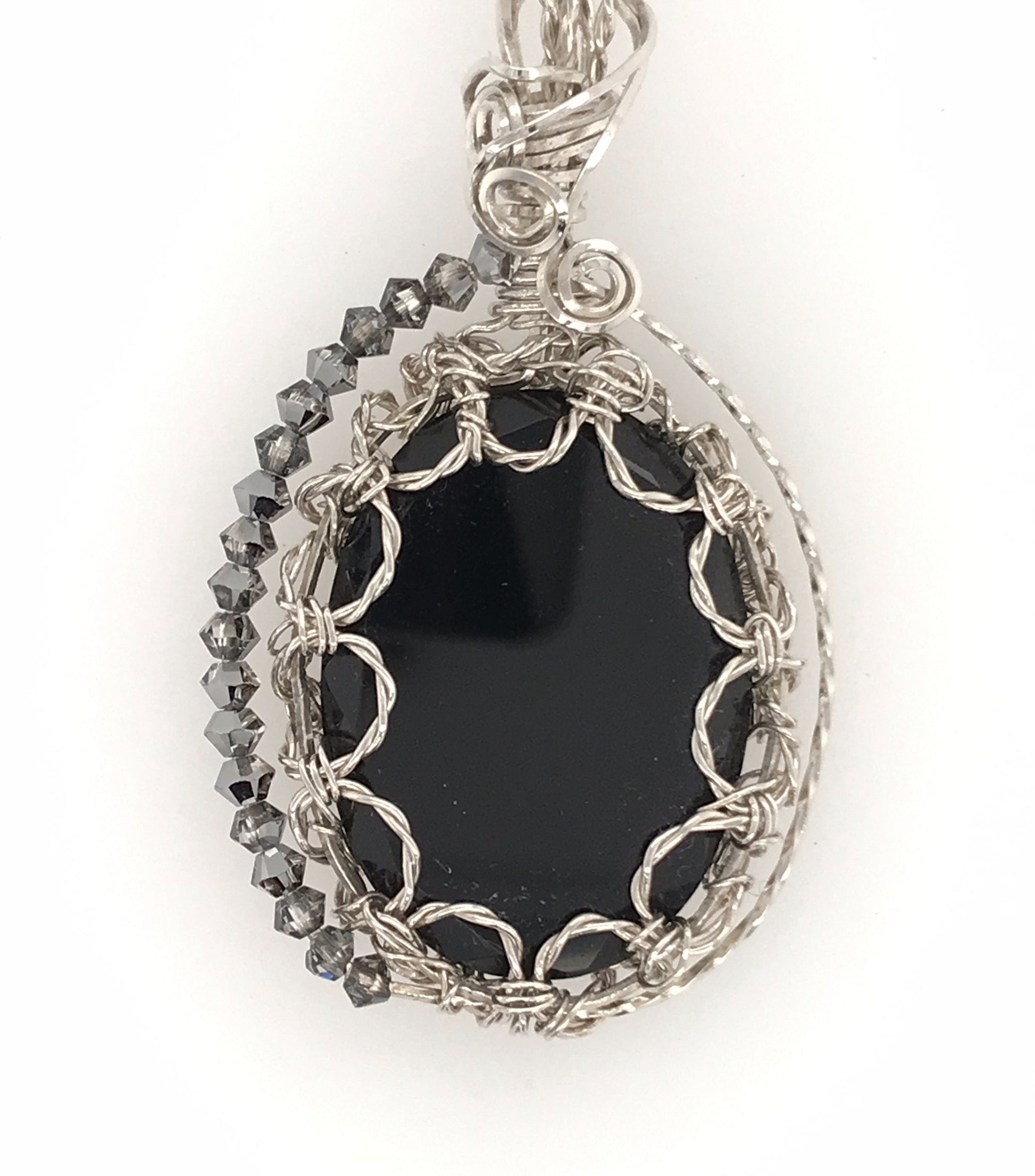 Black Onyx Pendant ("Victorian Night and Day Black Onyx Pendant") - Barb Murrin Jewelry