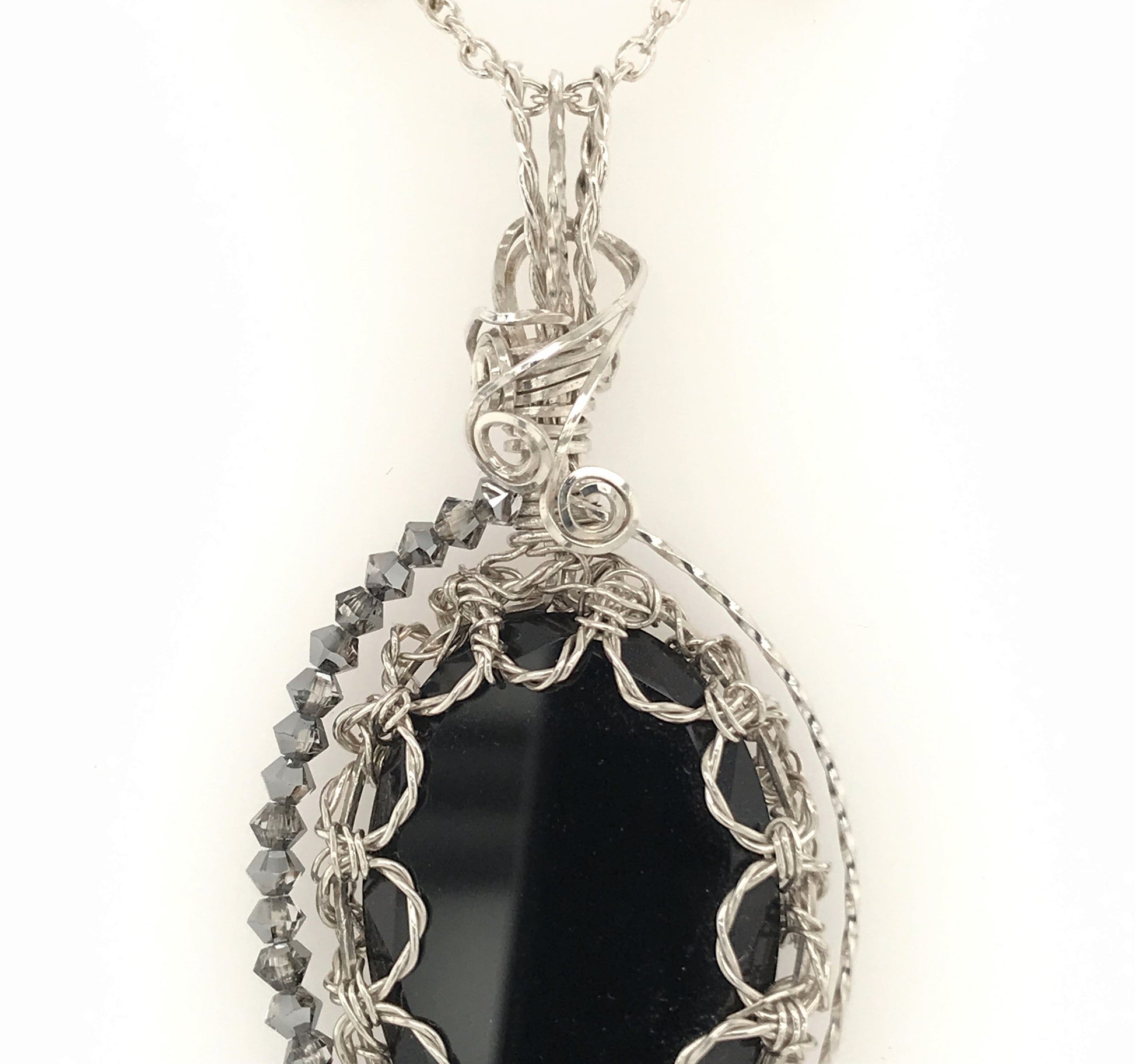 Black Onyx Pendant ("Victorian Night and Day Black Onyx Pendant") - Barb Murrin Jewelry