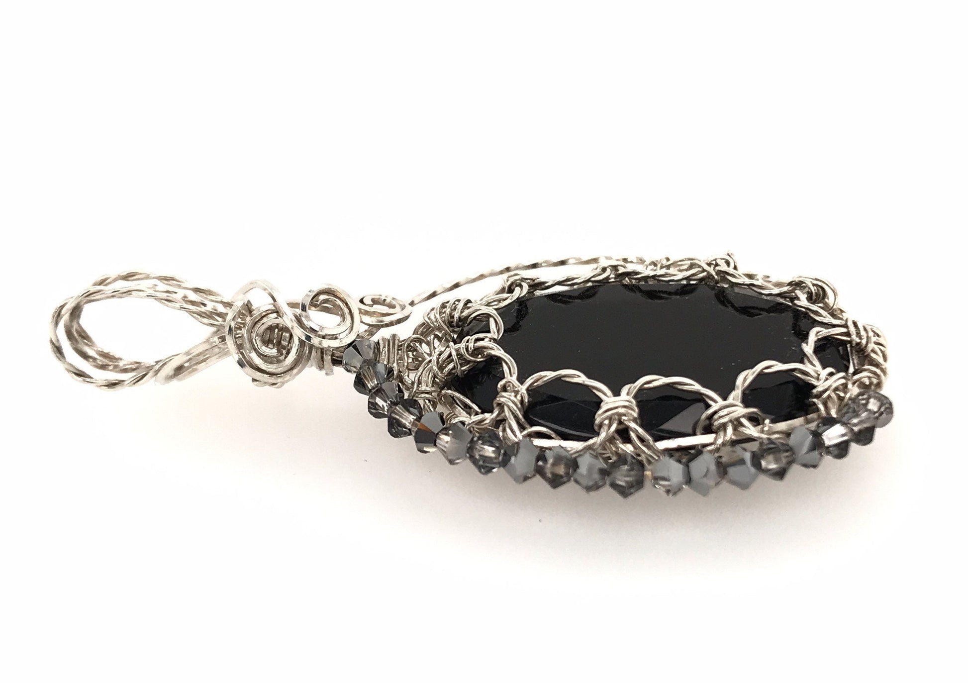 Black Onyx Pendant ("Victorian Night and Day Black Onyx Pendant") - Barb Murrin Jewelry