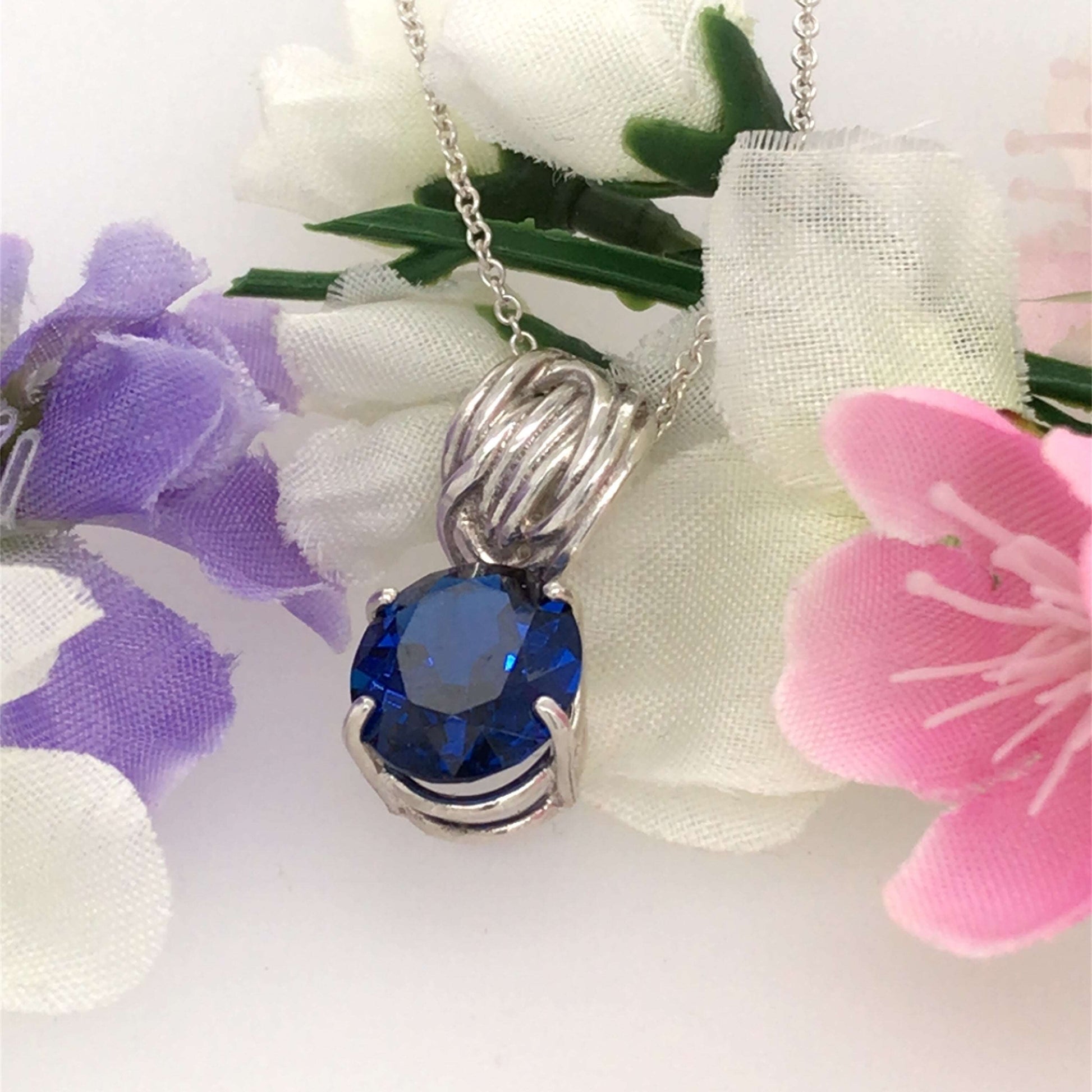 Blue Spinel and Silver Pendant ("Floating Blue Spinel") - Barb Murrin Jewelry