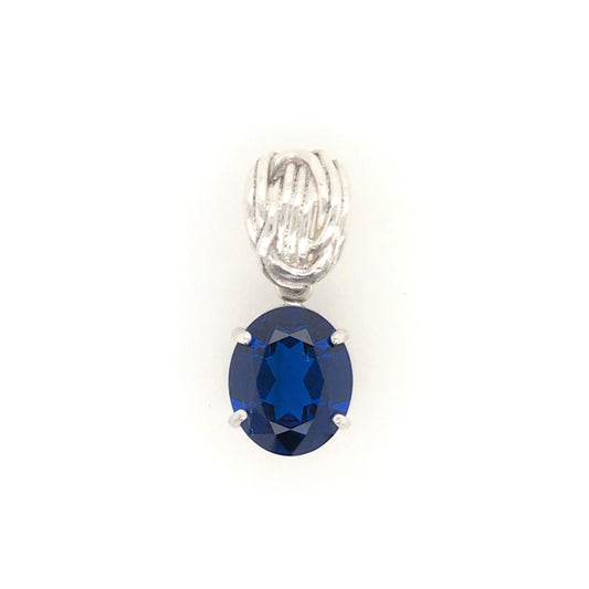 Blue Spinel and Silver Pendant ("Floating Blue Spinel") - Barb Murrin Jewelry