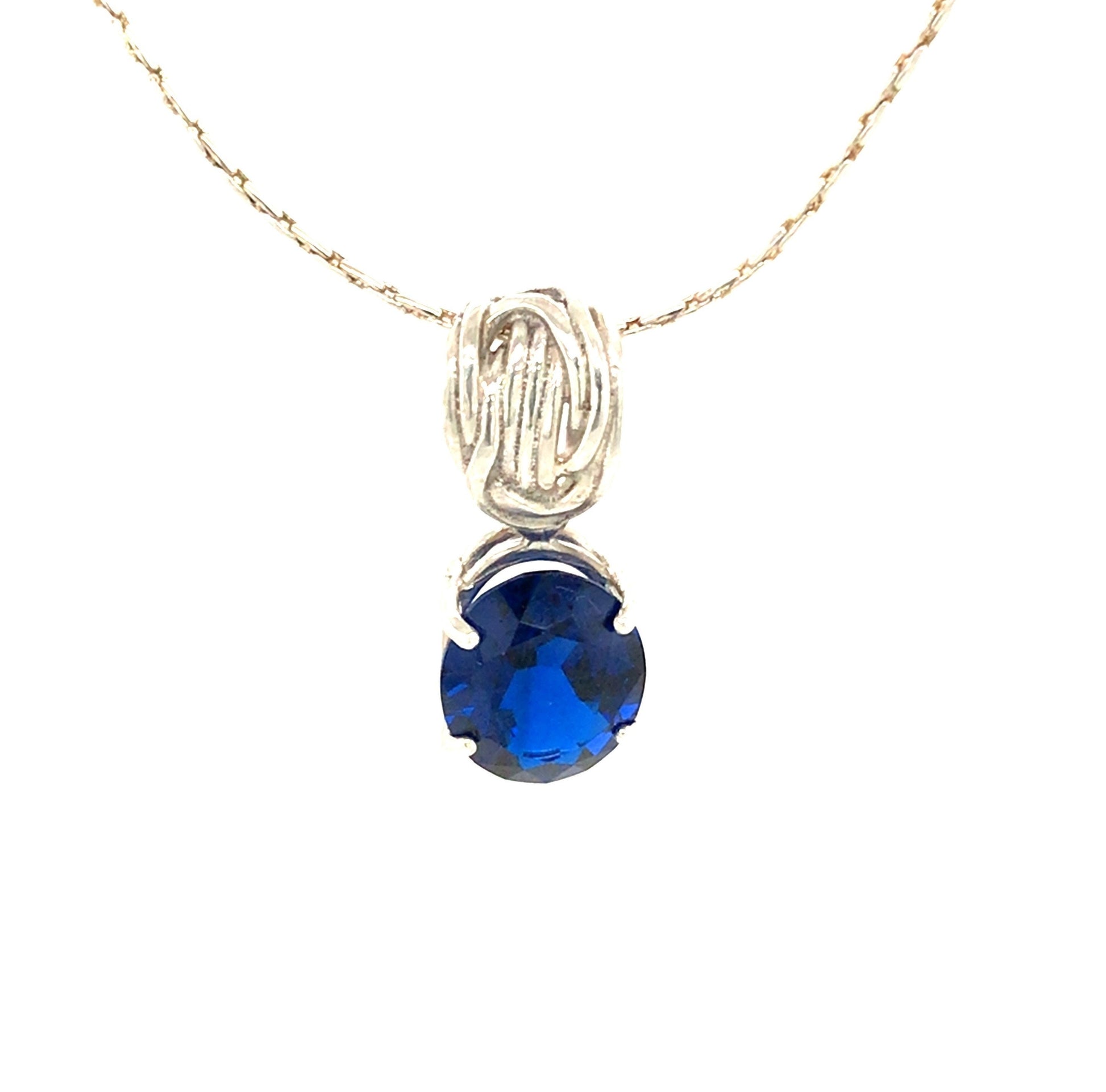 Blue Spinel and Silver Pendant ("Floating Blue Spinel") - Barb Murrin Jewelry