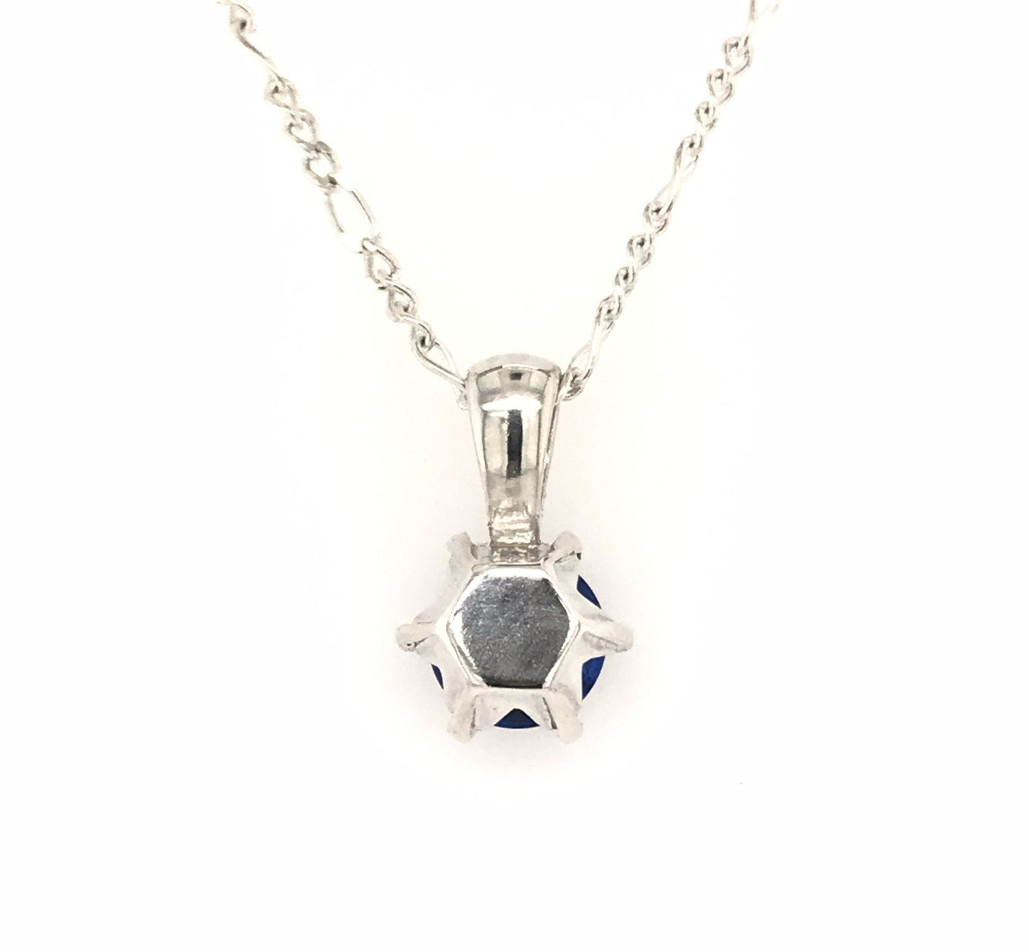 Blue Spinel and Sterling Silver Hexagon Pendant - Barb Murrin Jewelry